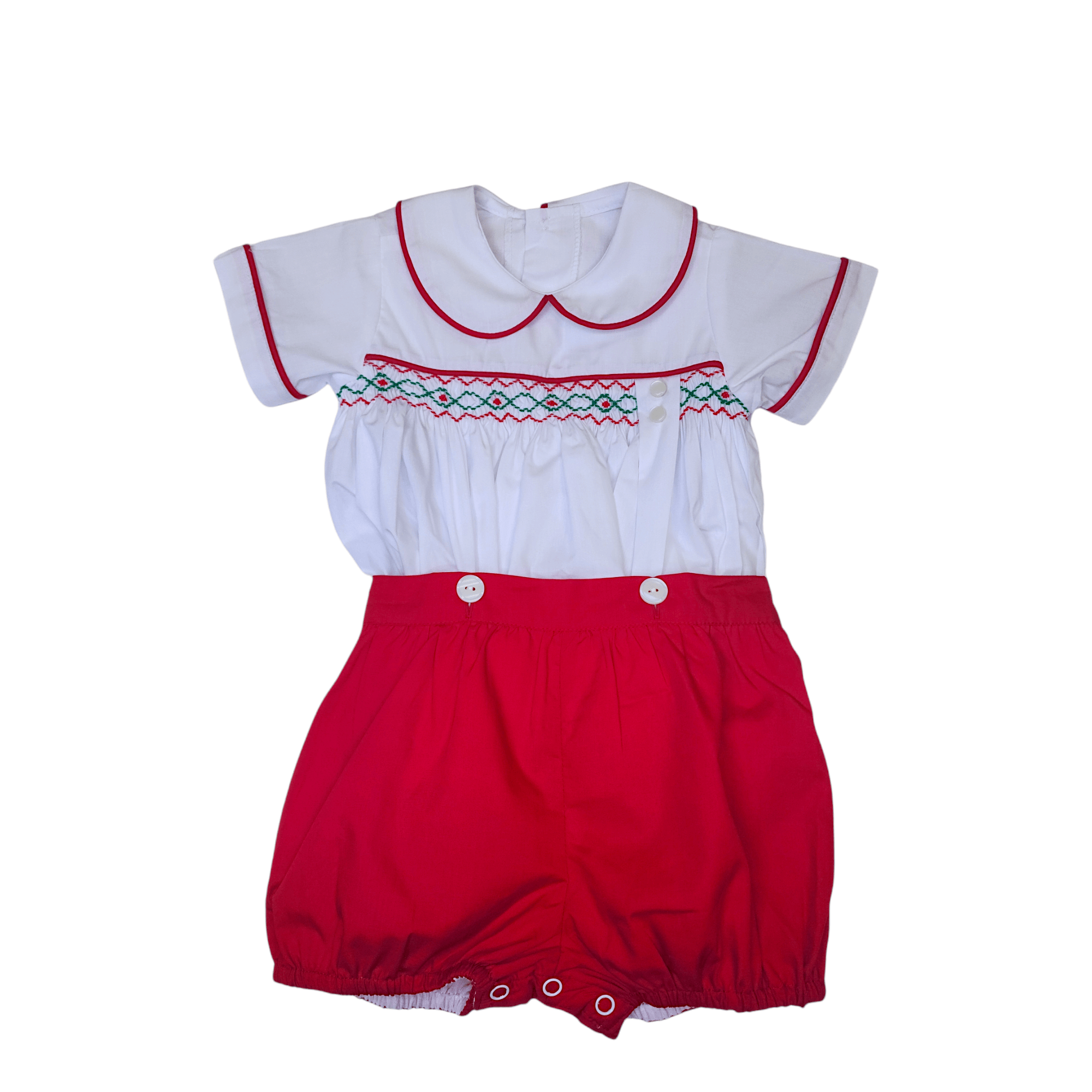 White/Red Maximillian Bubble Suit - Born Childrens Boutique