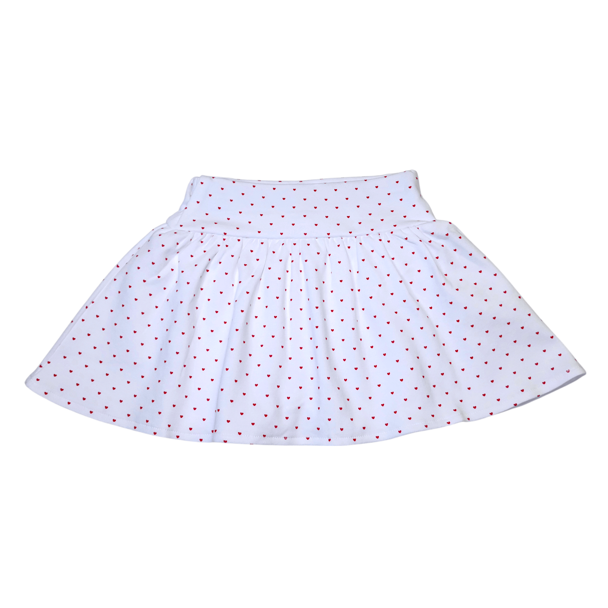 Gathered Skirt Red Hearts - Born Childrens Boutique