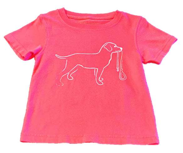 SS Pink Dog with Leash T-Shirt - Born Childrens Boutique