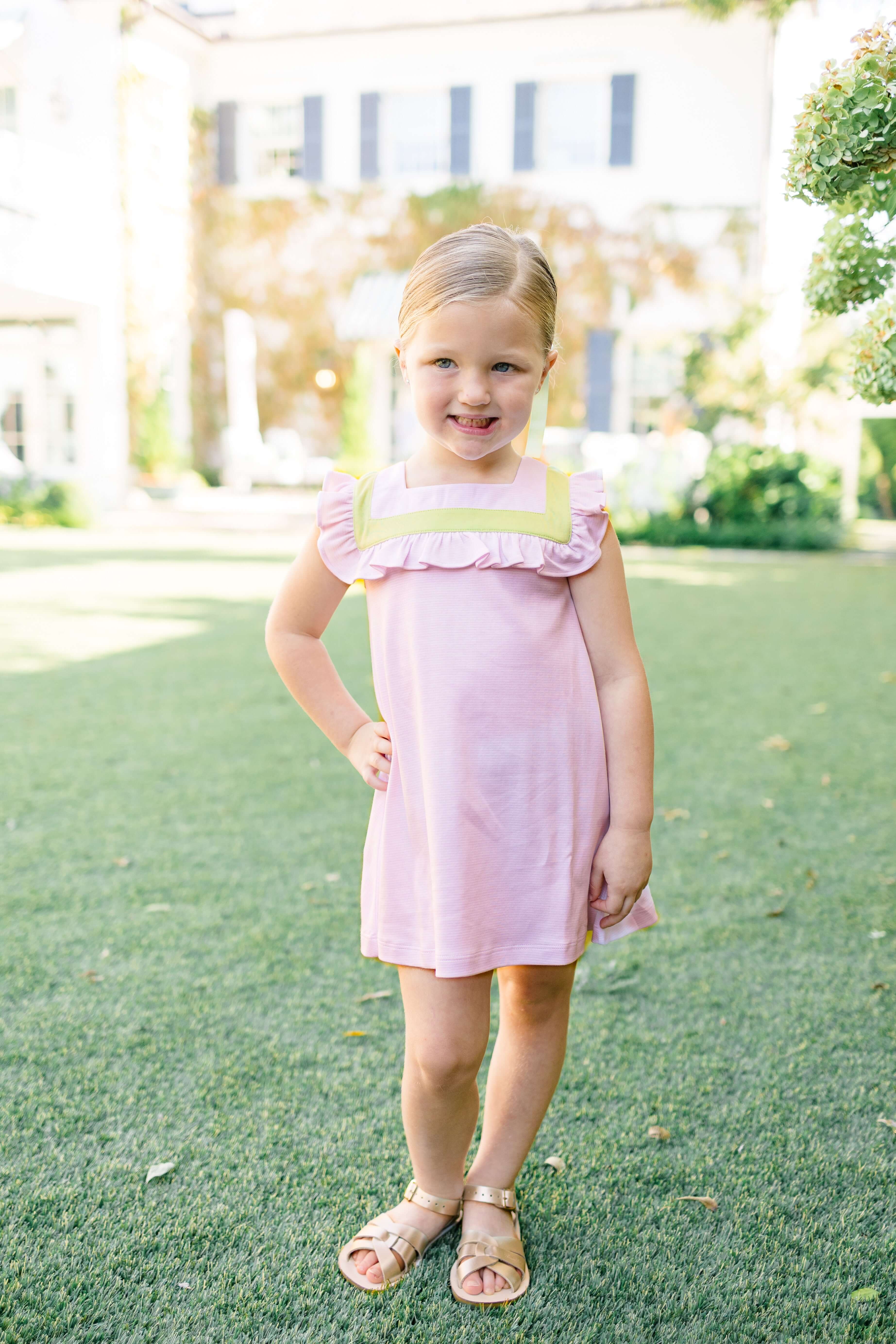 Pink/Green Sleeveless Dress - Born Childrens Boutique