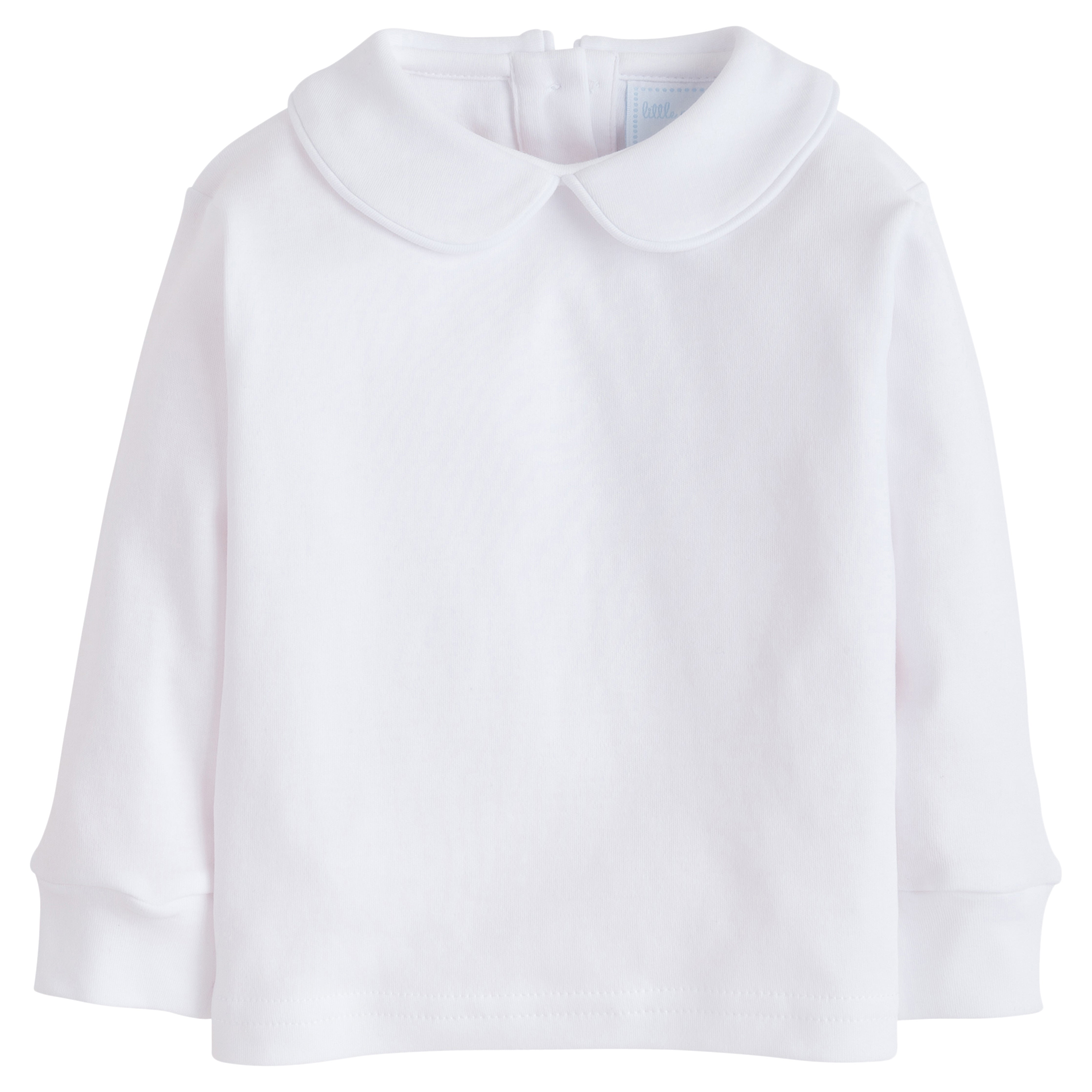 Piped Peter Pan Knit Long Sleeve Shirt - White - Born Childrens Boutique