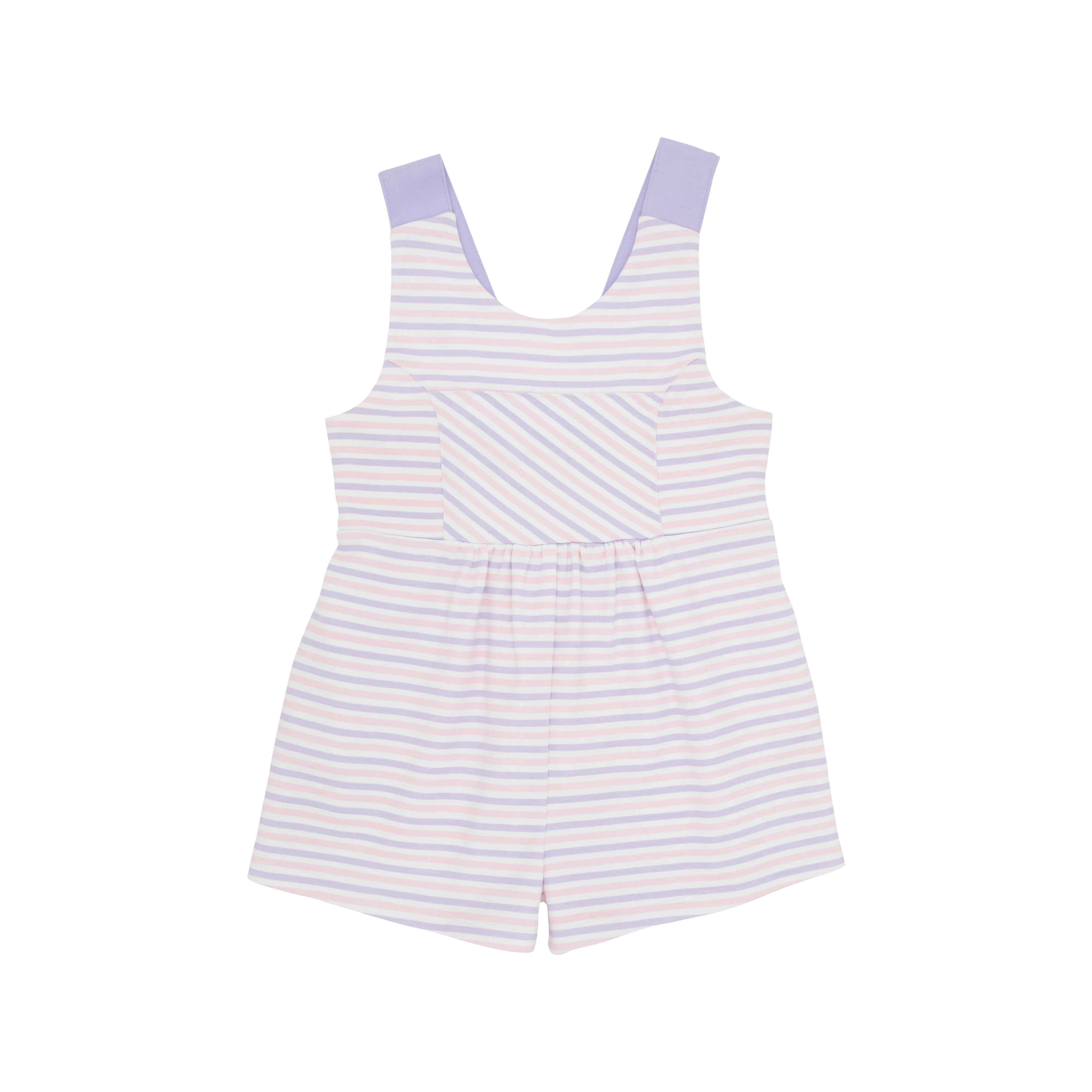 Reagan Romper Lauderdale Lavender And Palm Beach Pink Stripe - Born Childrens Boutique