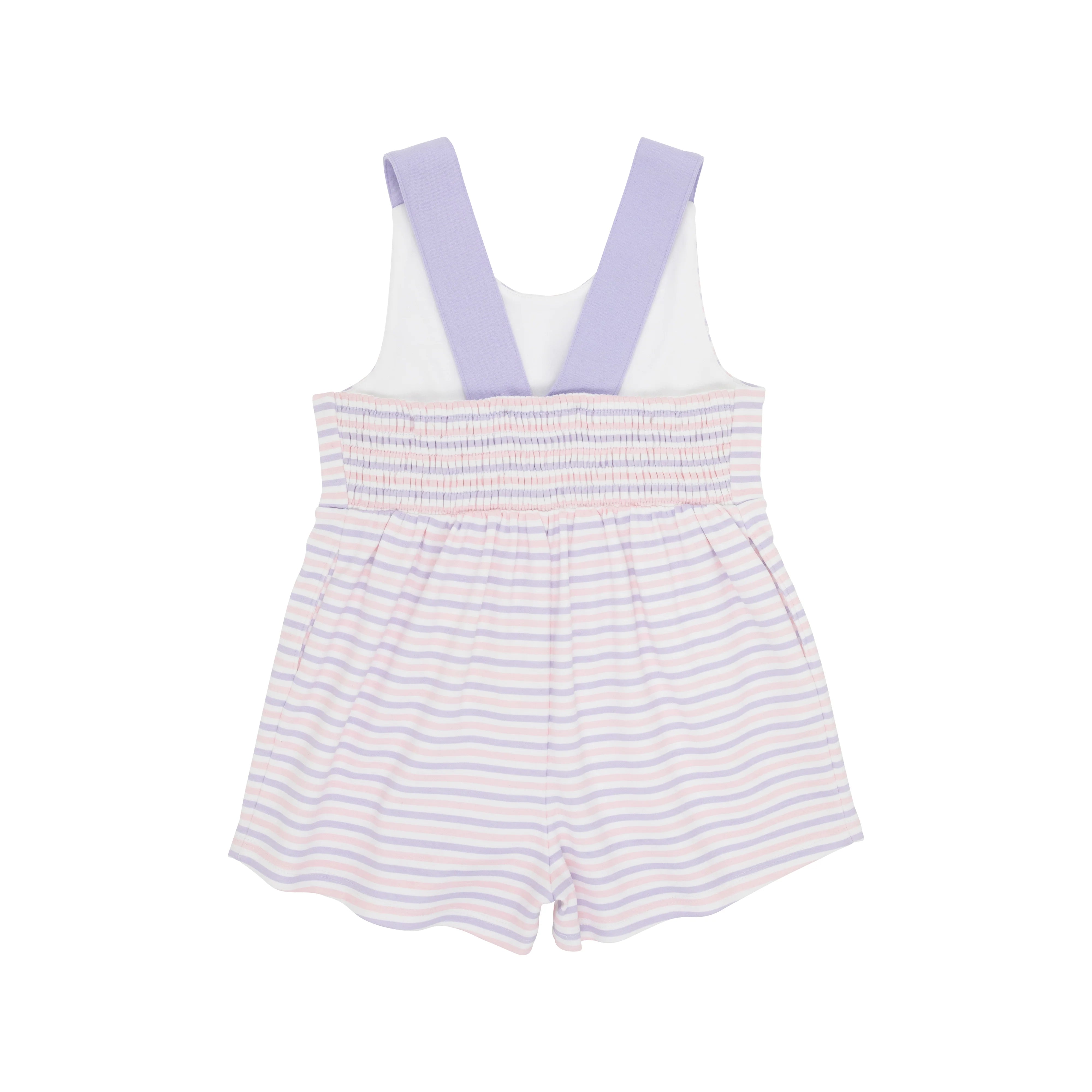 Reagan Romper Lauderdale Lavender And Palm Beach Pink Stripe - Born Childrens Boutique