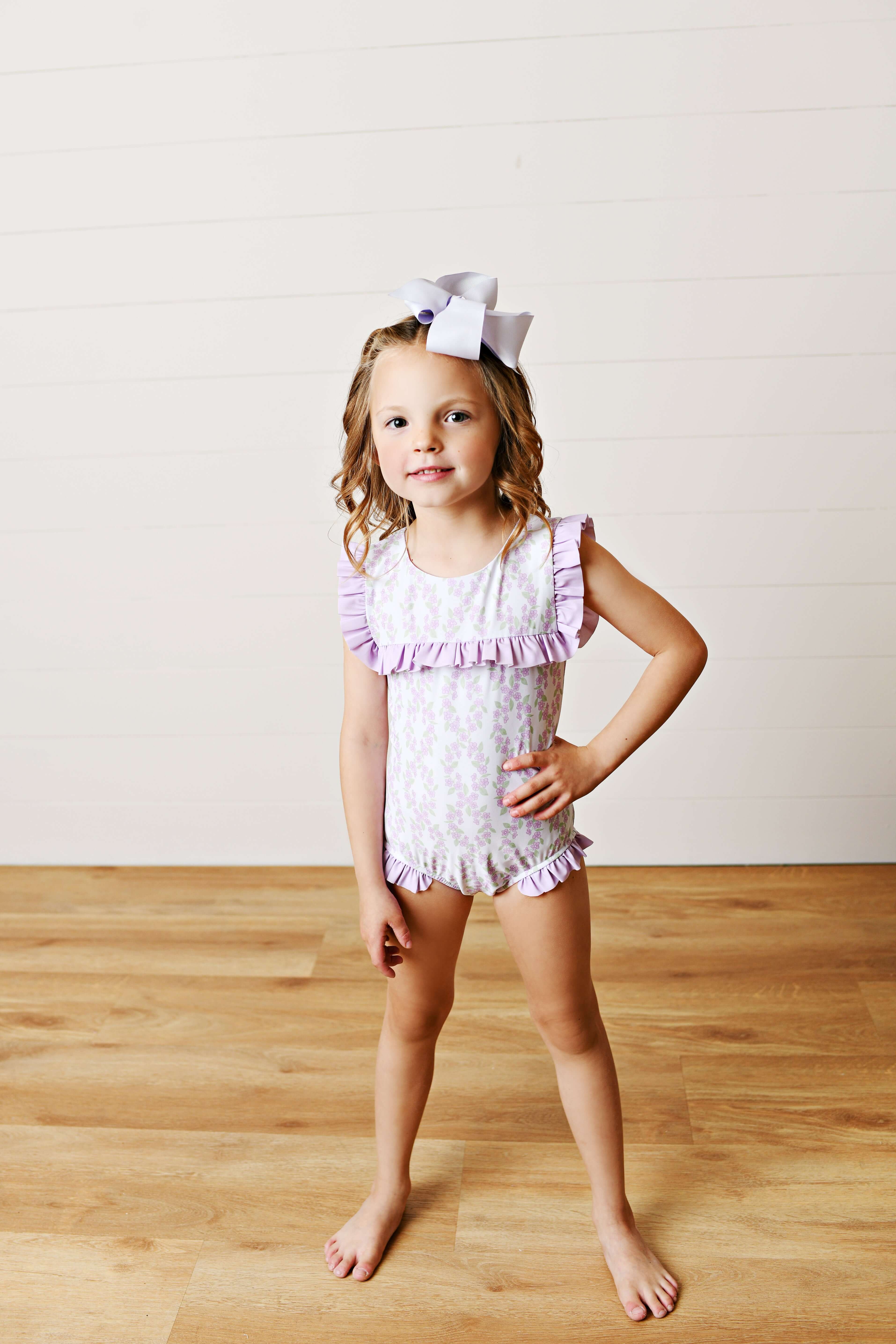 Lavender Garden One Piece Swimsuit - Born Childrens Boutique