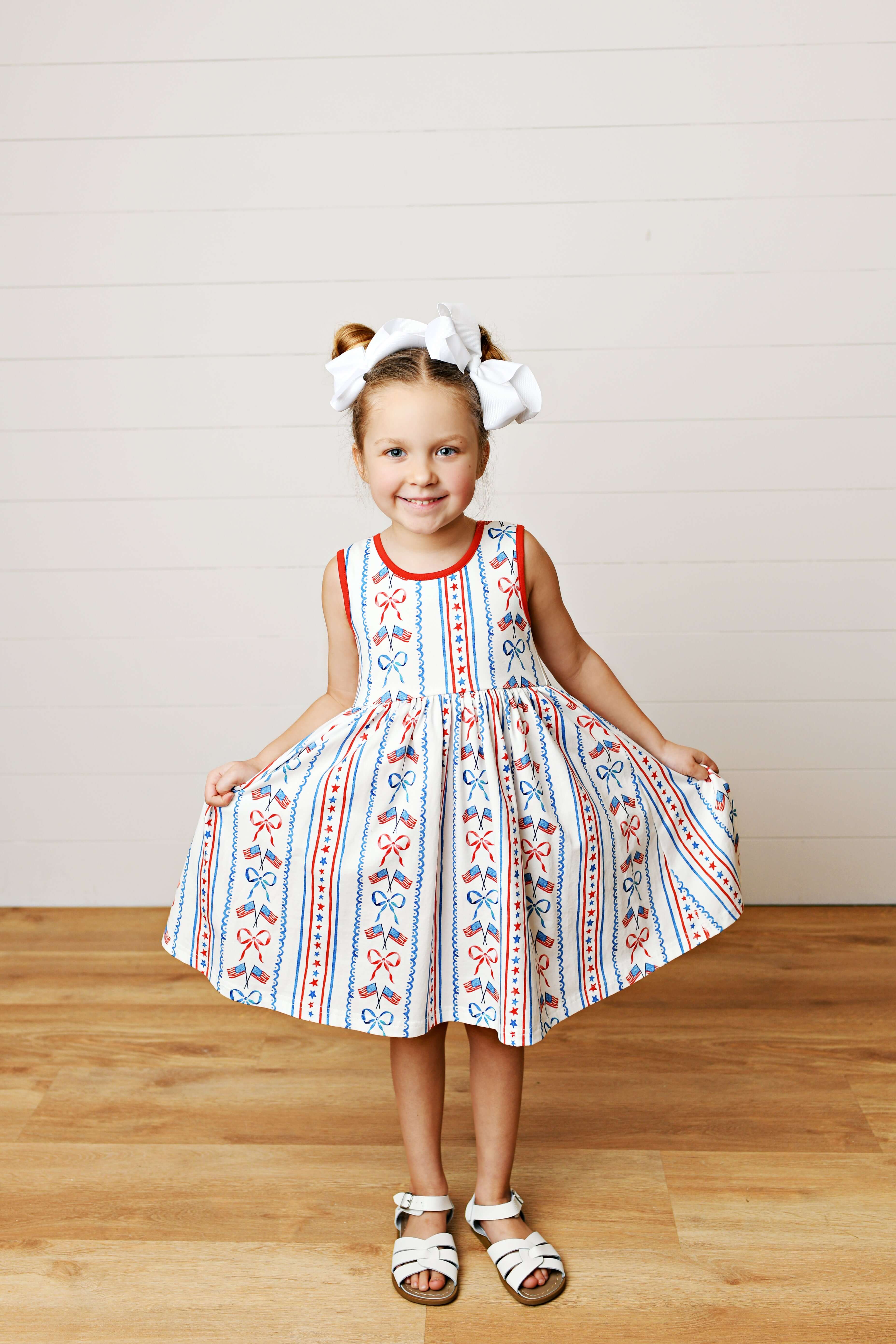 Patriotic Flair Dress - Born Childrens Boutique