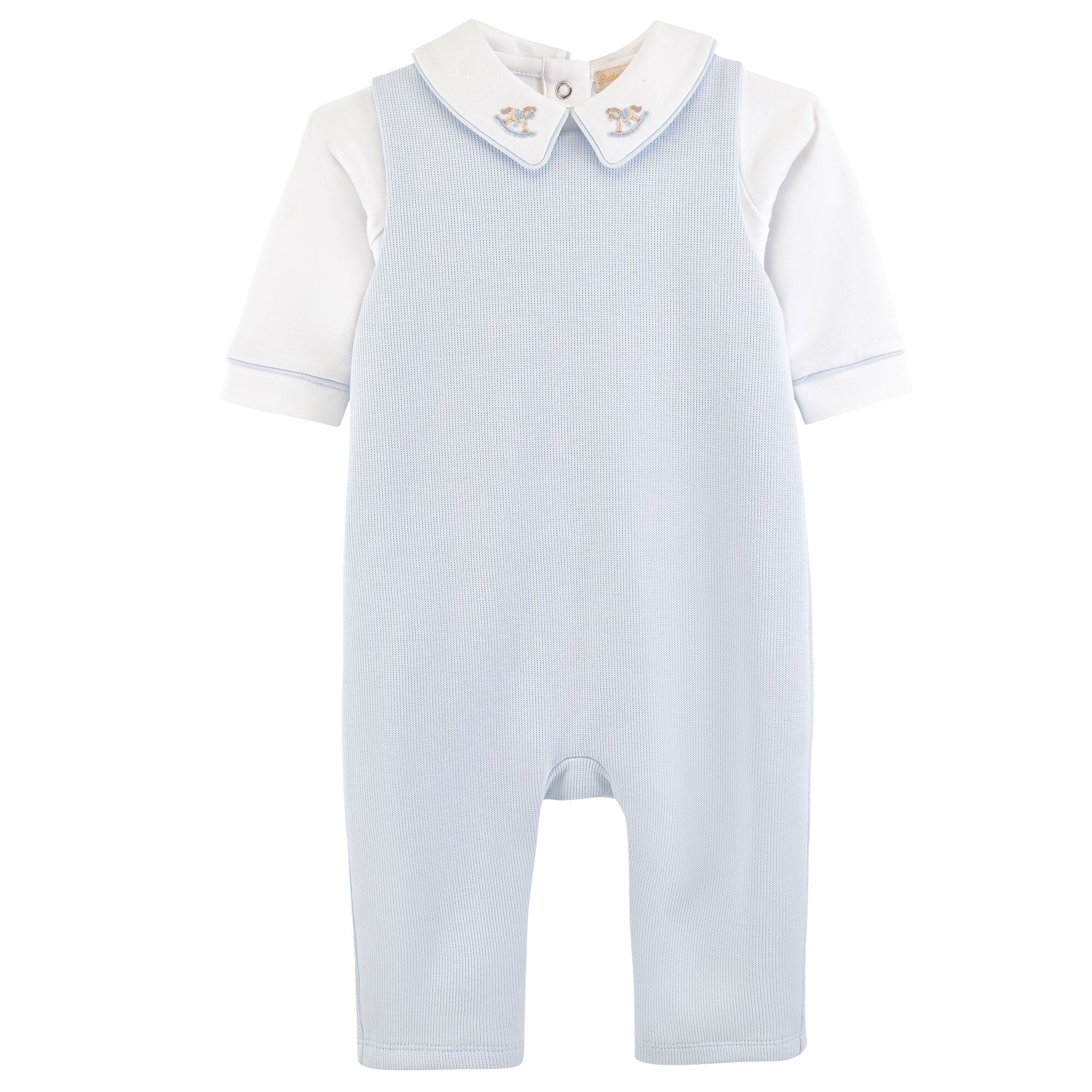 Rocking Horse English Knot Overall Embroidered Body Set - Born Childrens Boutique