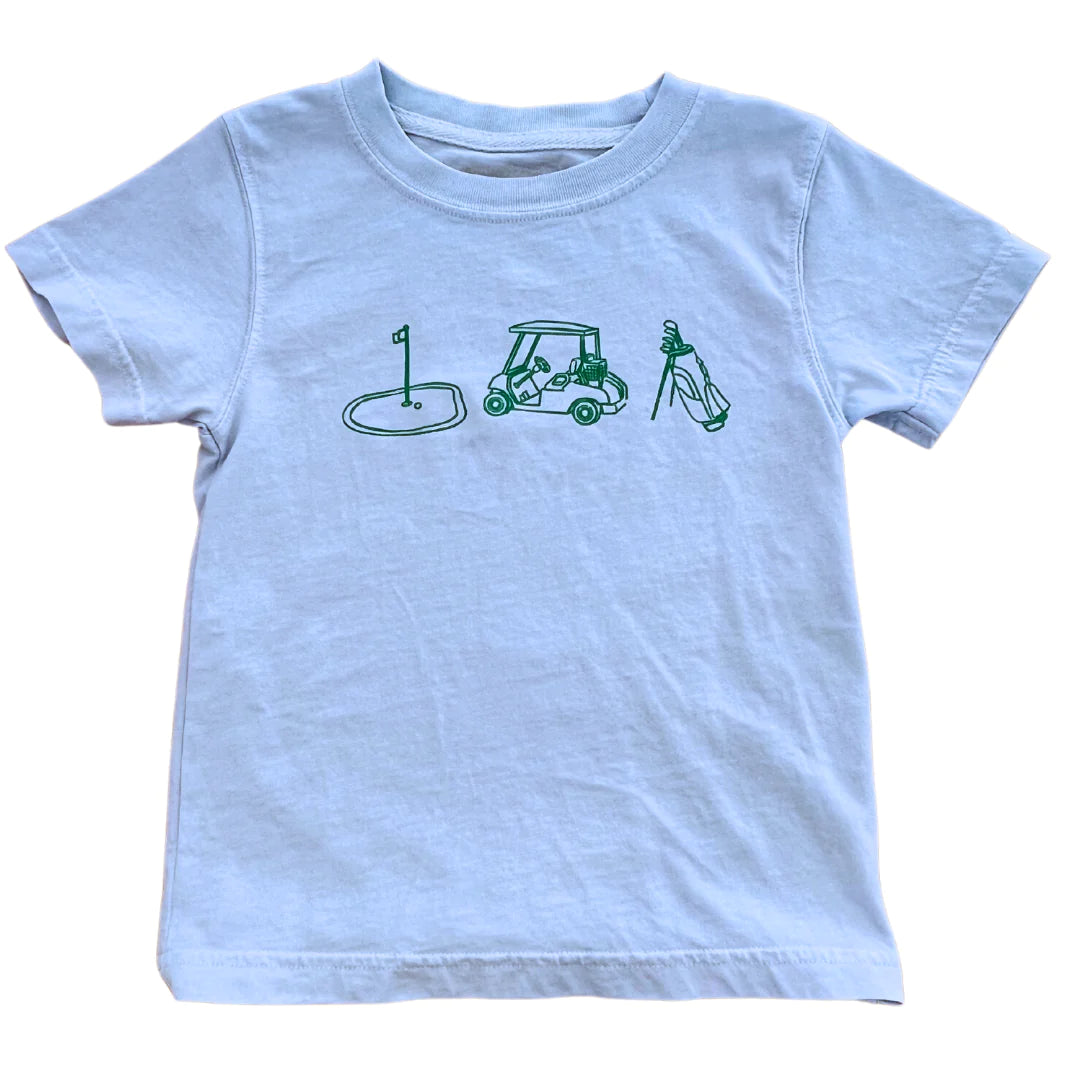 SS Light Blue Golf Trio T-Shirt - Born Childrens Boutique