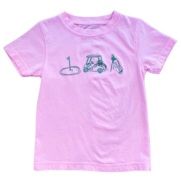 SS Light Pink Golf Trio T-Shirt - Born Childrens Boutique