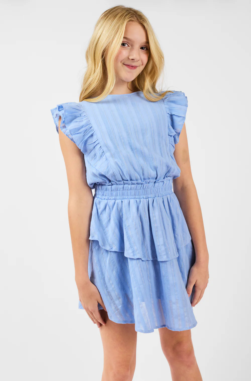 Gigi Dress Blue/Gold - Born Childrens Boutique