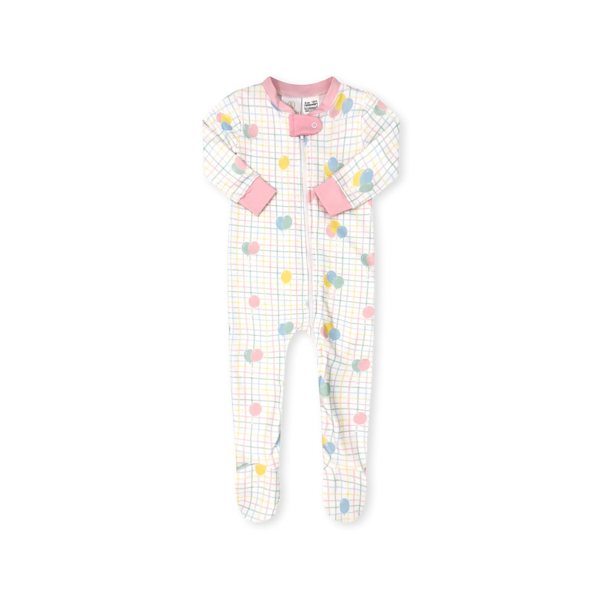 Once Upon a Time Footie - Balloon Plaid/Pink - Born Childrens Boutique