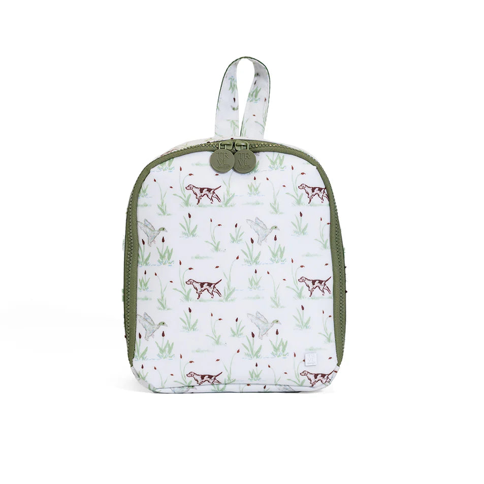 Small pouch with nature-themed design on a white background