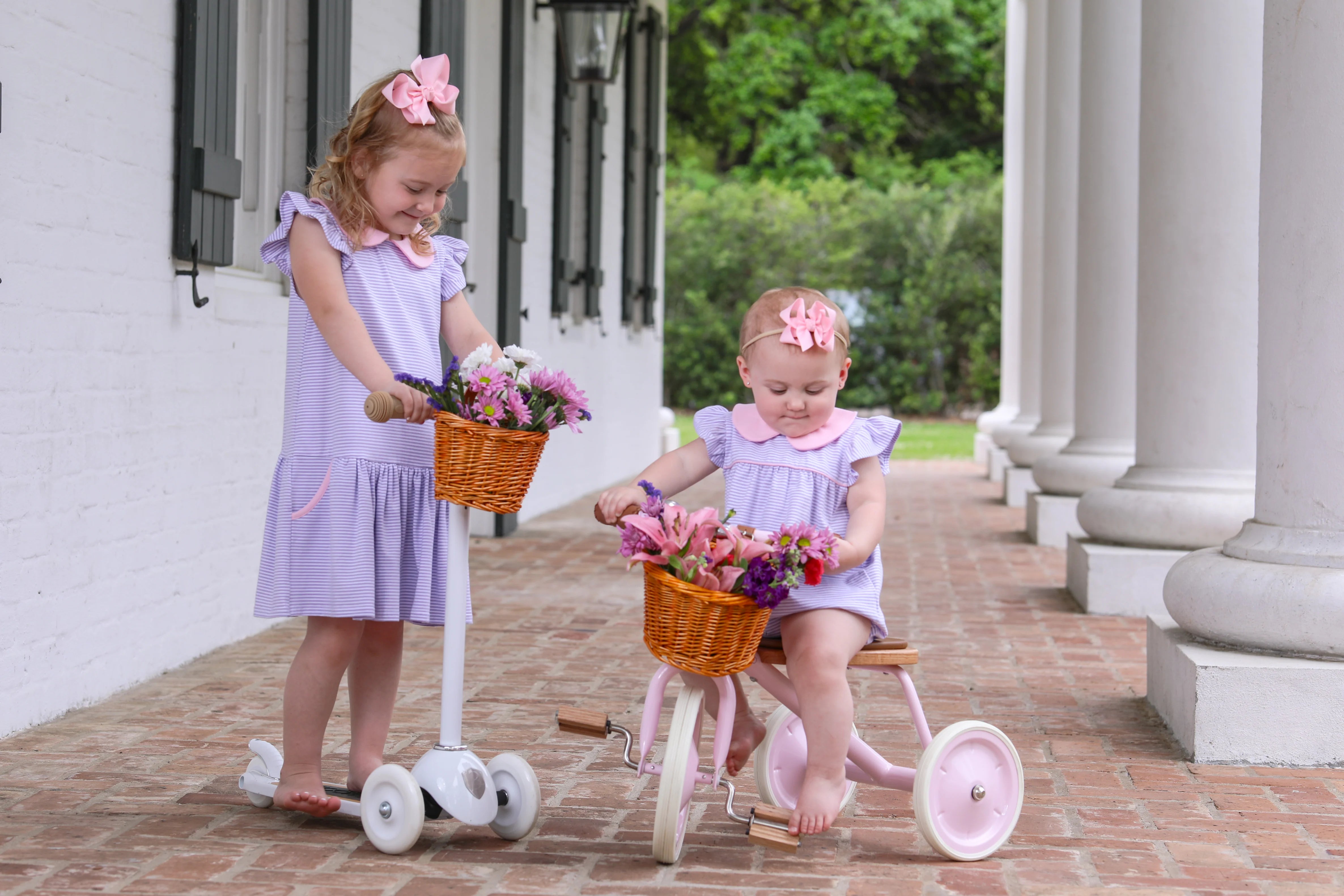 Genevieve Dress - Lavender Stripe/Light Pink - Born Childrens Boutique