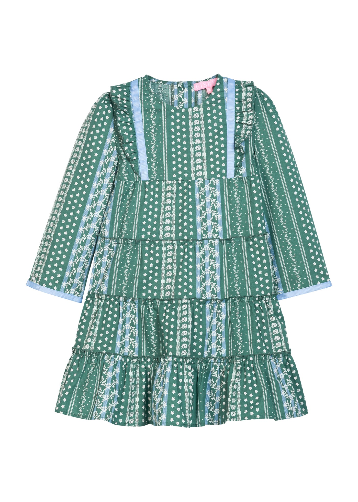 Pre-Order Tiered Porto Dress - Fairfield Forest Stripe - Born Childrens Boutique