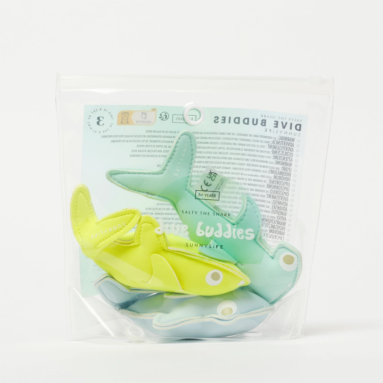 Salty the Shark Dive Buddies Aqua Neon Yellow Set of 3 - Born Childrens Boutique
