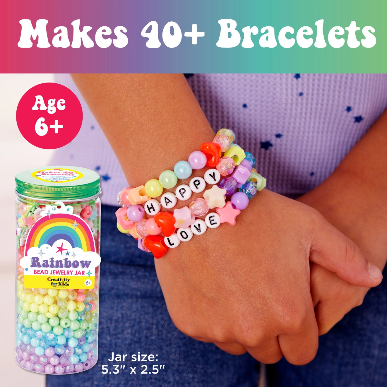 Bead Jewelry Jar Rainbow - DIY Bracelet - Born Childrens Boutique