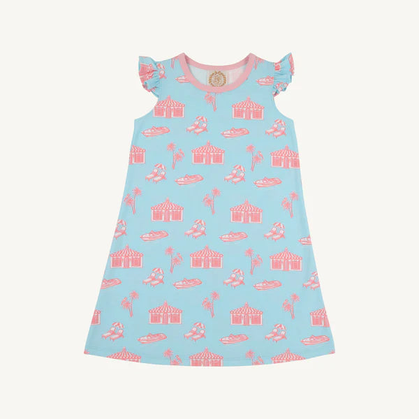 Angel Sleeve Polly Play Dress - Parrot Cay Canopy with Sandpearl Pink - Born Childrens Boutique