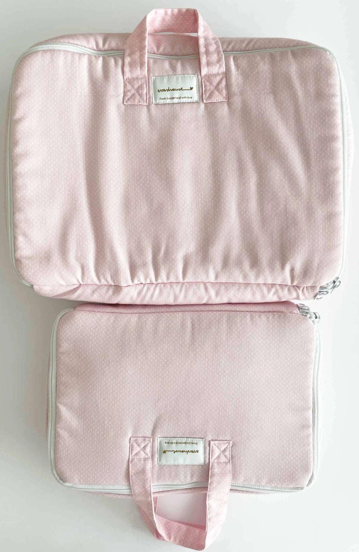 Puffy Pouch - Small Dots Pique Fabrics, Baby Pink - Born Childrens Boutique