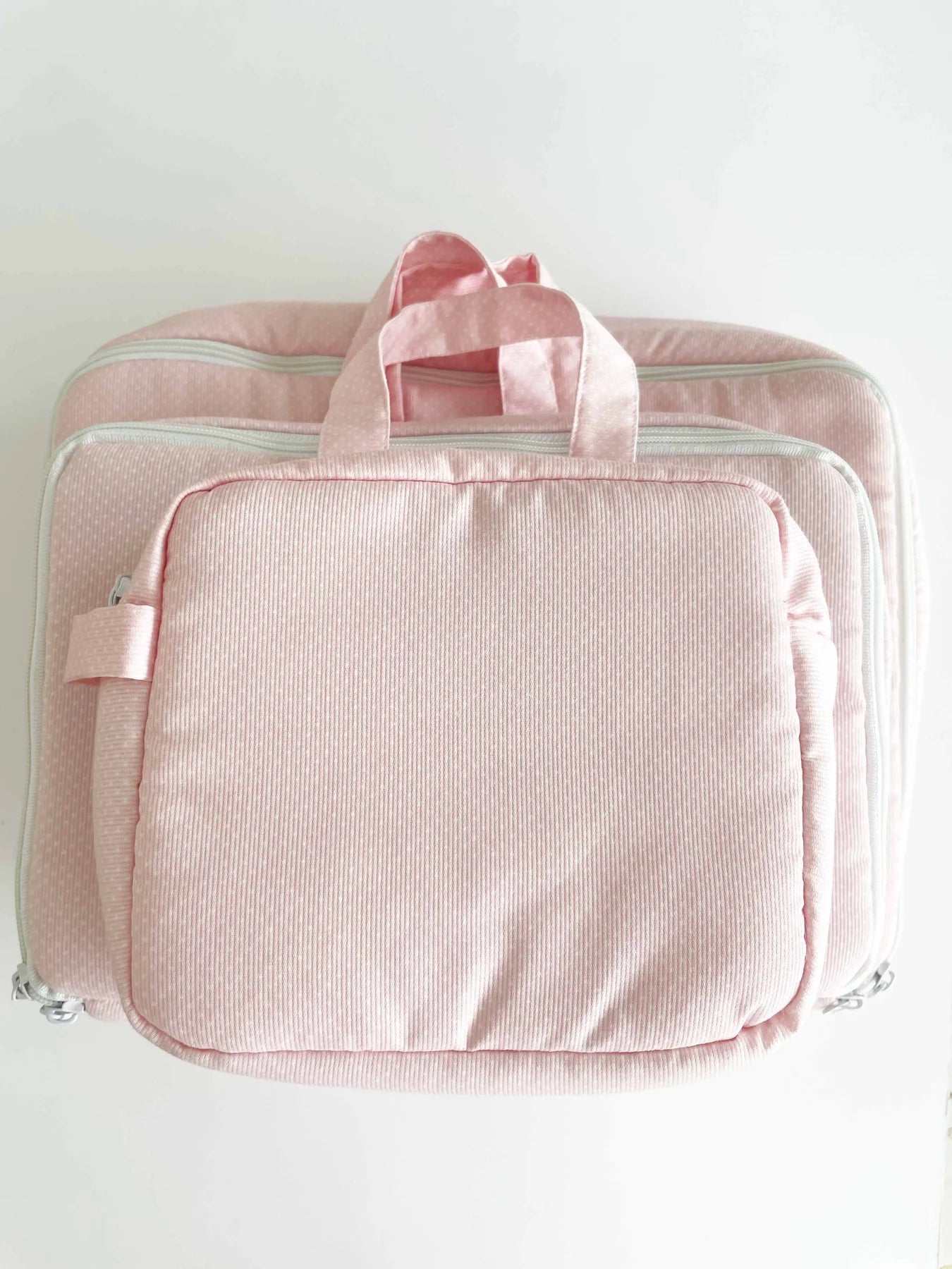 Puffy Pouch - Small Dots Pique Fabrics, Baby Pink - Born Childrens Boutique