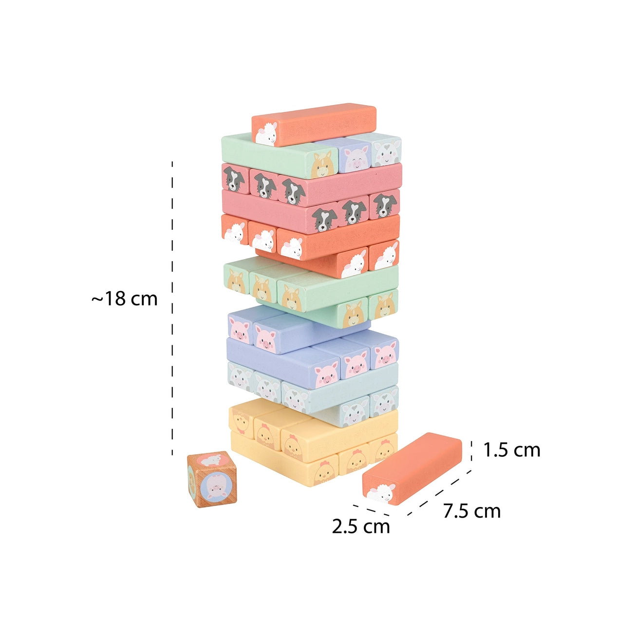 Farmyard Wooden Animal Tumbling Tower - Born Childrens Boutique