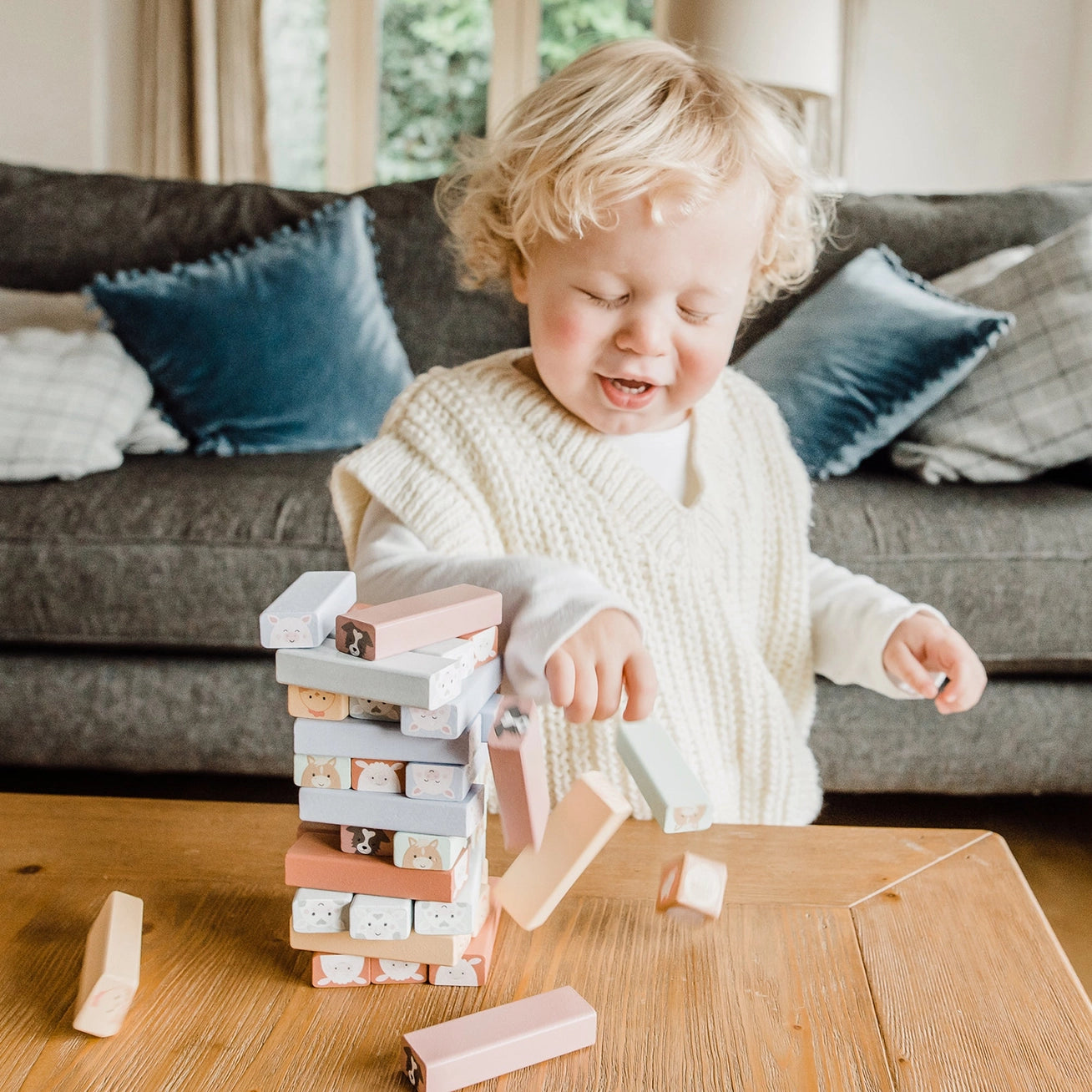 Farmyard Wooden Animal Tumbling Tower - Born Childrens Boutique