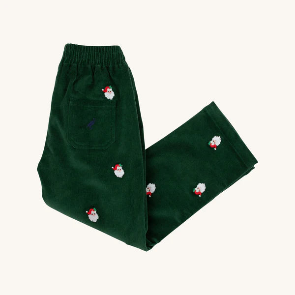 Critter Sheffield Pants - Grier Green/Navy Santa - Born Childrens Boutique