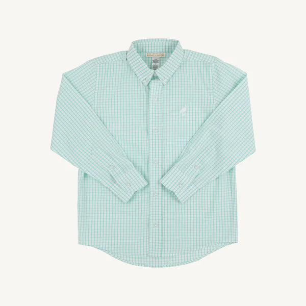 Dean's List Dress Shirt - Turks Teal Windowpane - Born Childrens Boutique