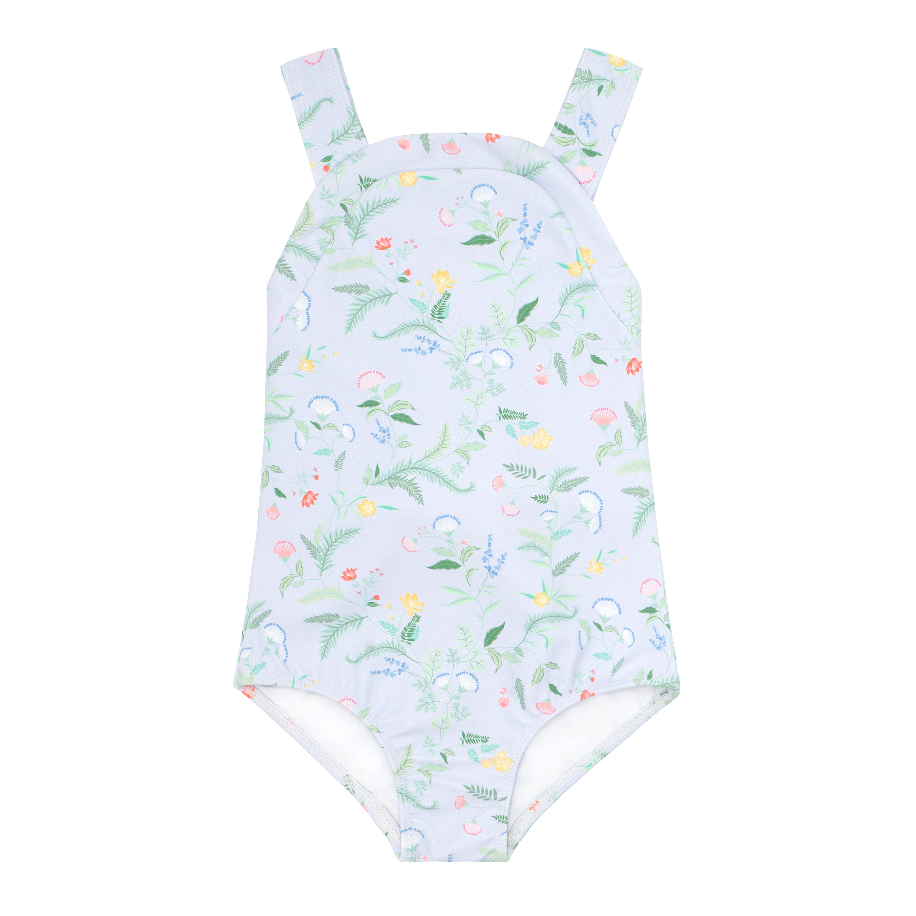 Bay Lavender Floral Bib One Piece with Back Bow - Born Childrens Boutique