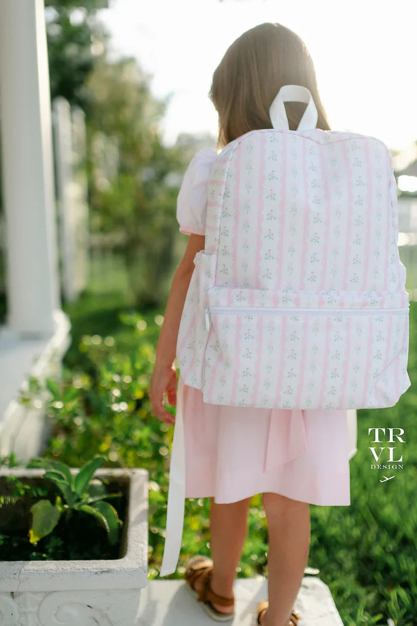 Backpacker Backpack Ribbon Floral Pink - Born Childrens Boutique