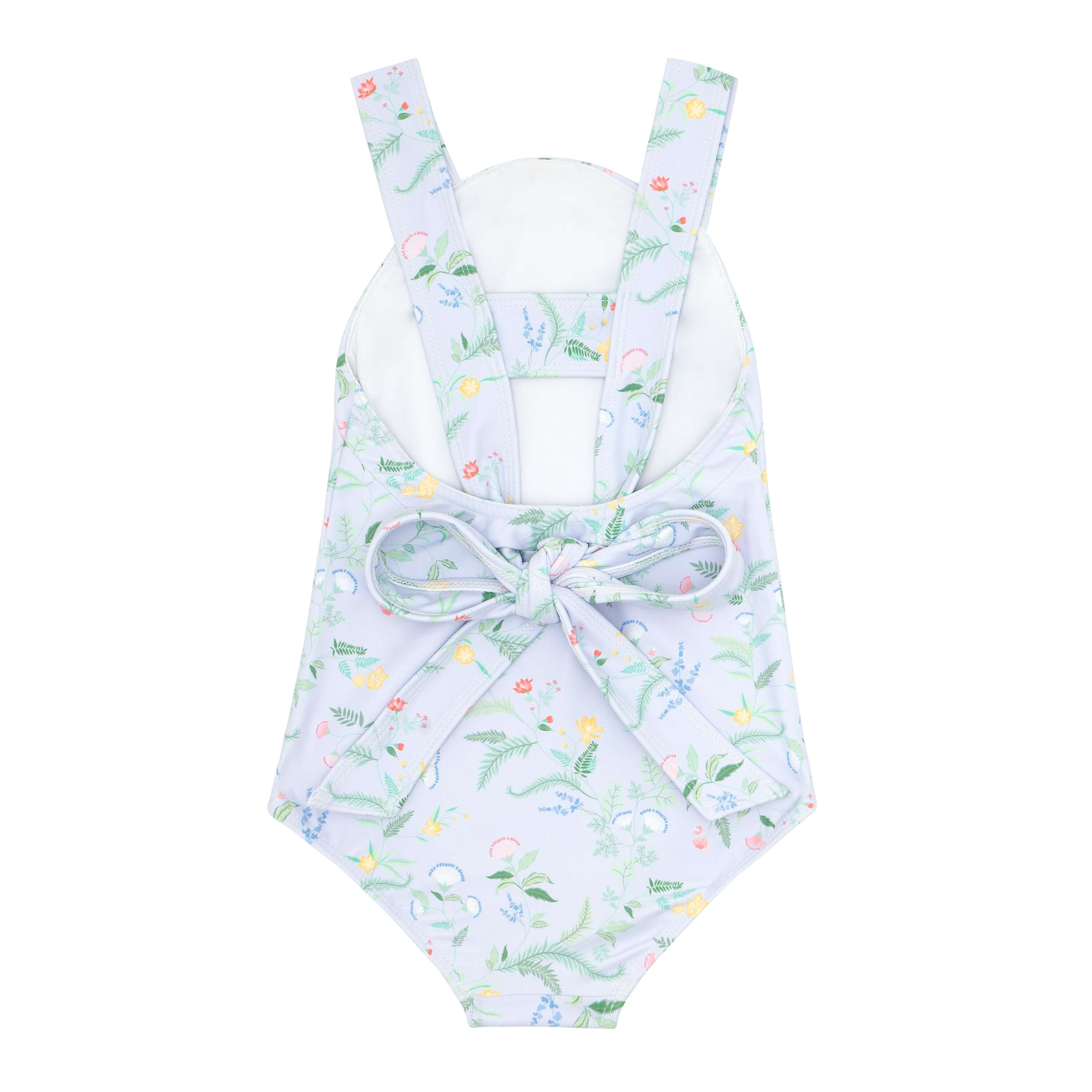 Bay Lavender Floral Bib One Piece with Back Bow - Born Childrens Boutique