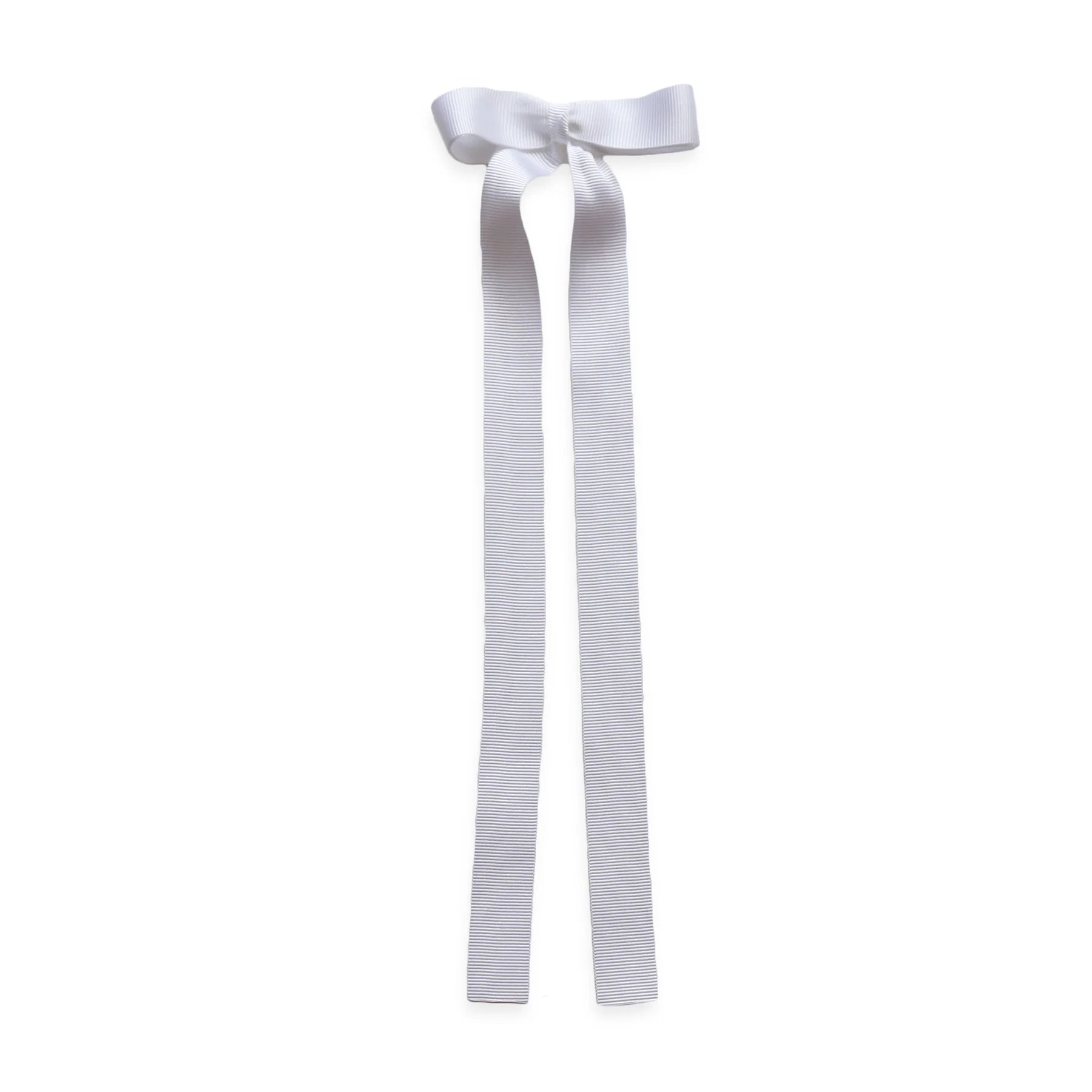 Grosgrain Long Tail Bow 6.5 in, White - Born Childrens Boutique