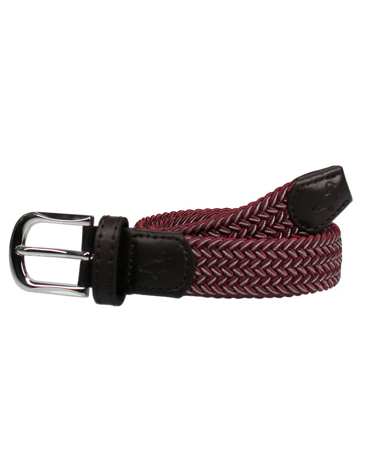 Country Club Stretch Belt Maroon and Grey - Born Childrens Boutique