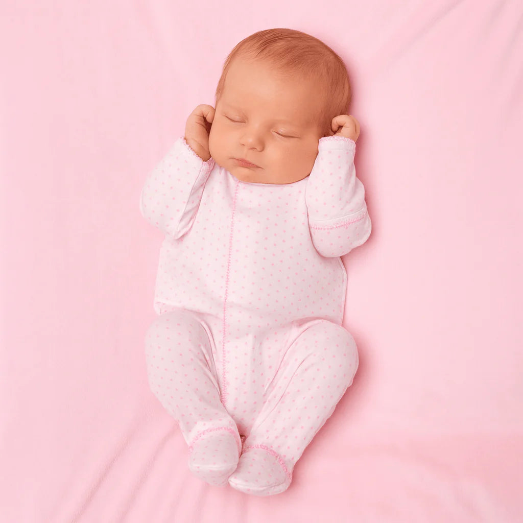 Mini Dots Pink Footie - Born Childrens Boutique