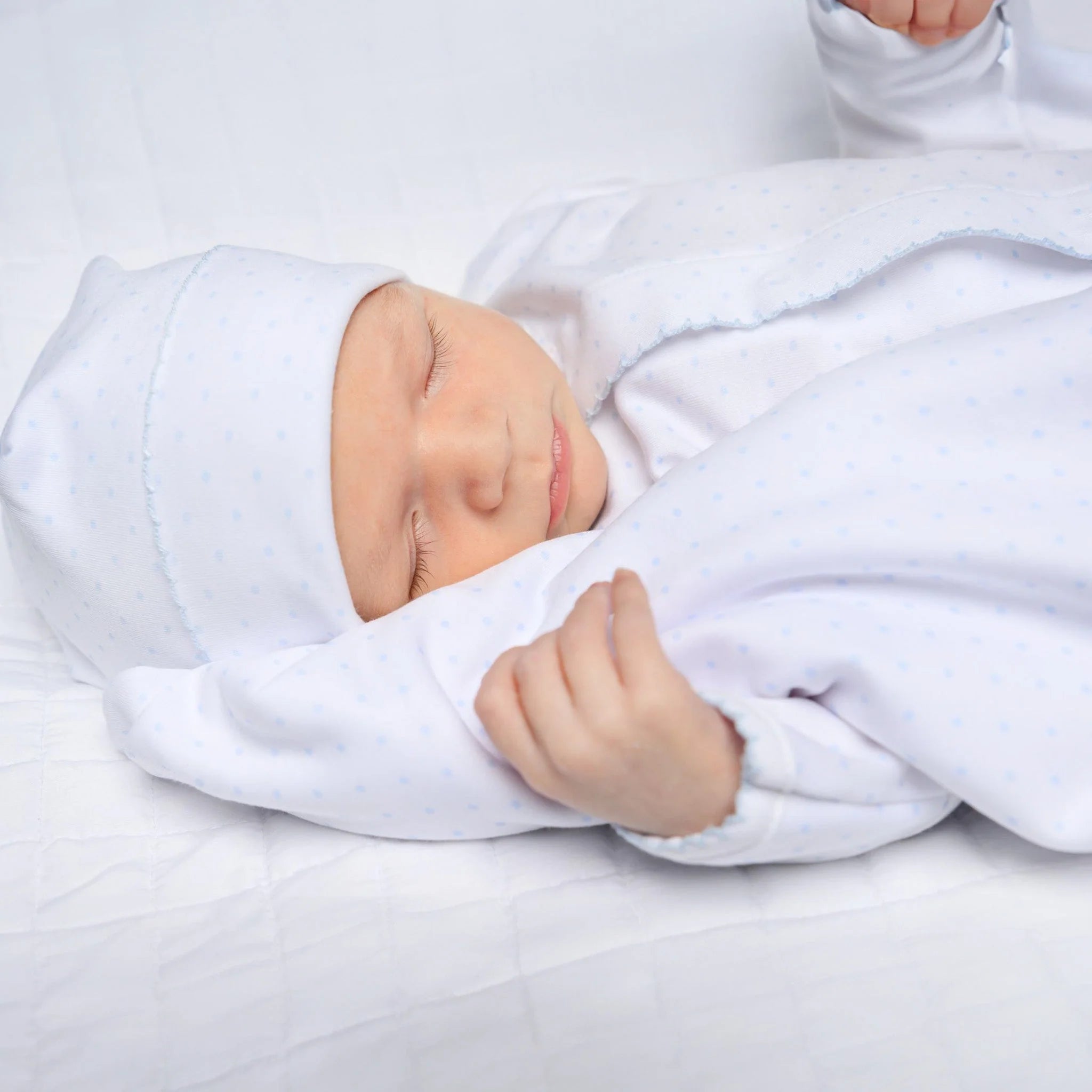 Mini Dots Blue Receiving Blanket - Born Childrens Boutique