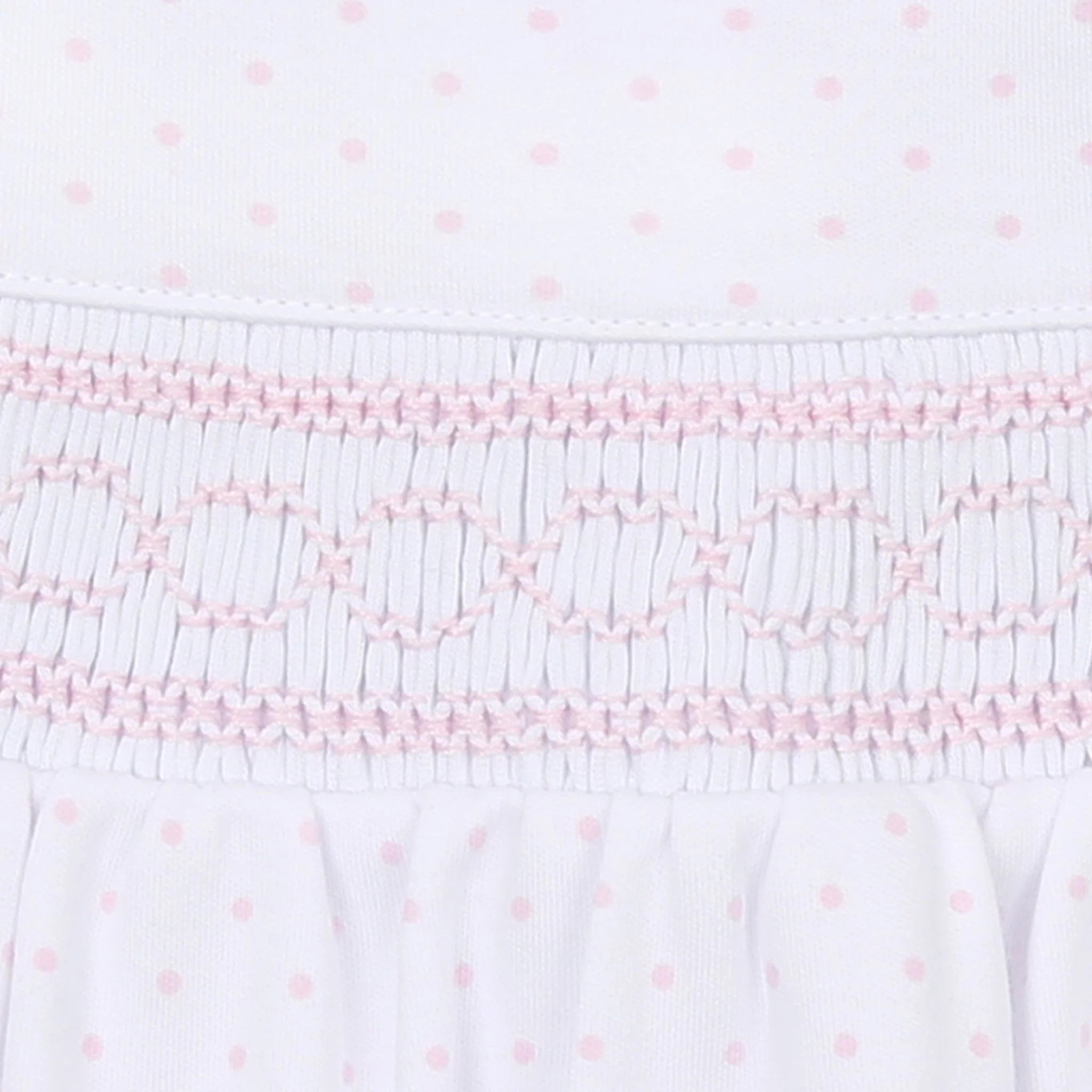 Mini Dots Pink Smocked Gathered Gown - Born Childrens Boutique