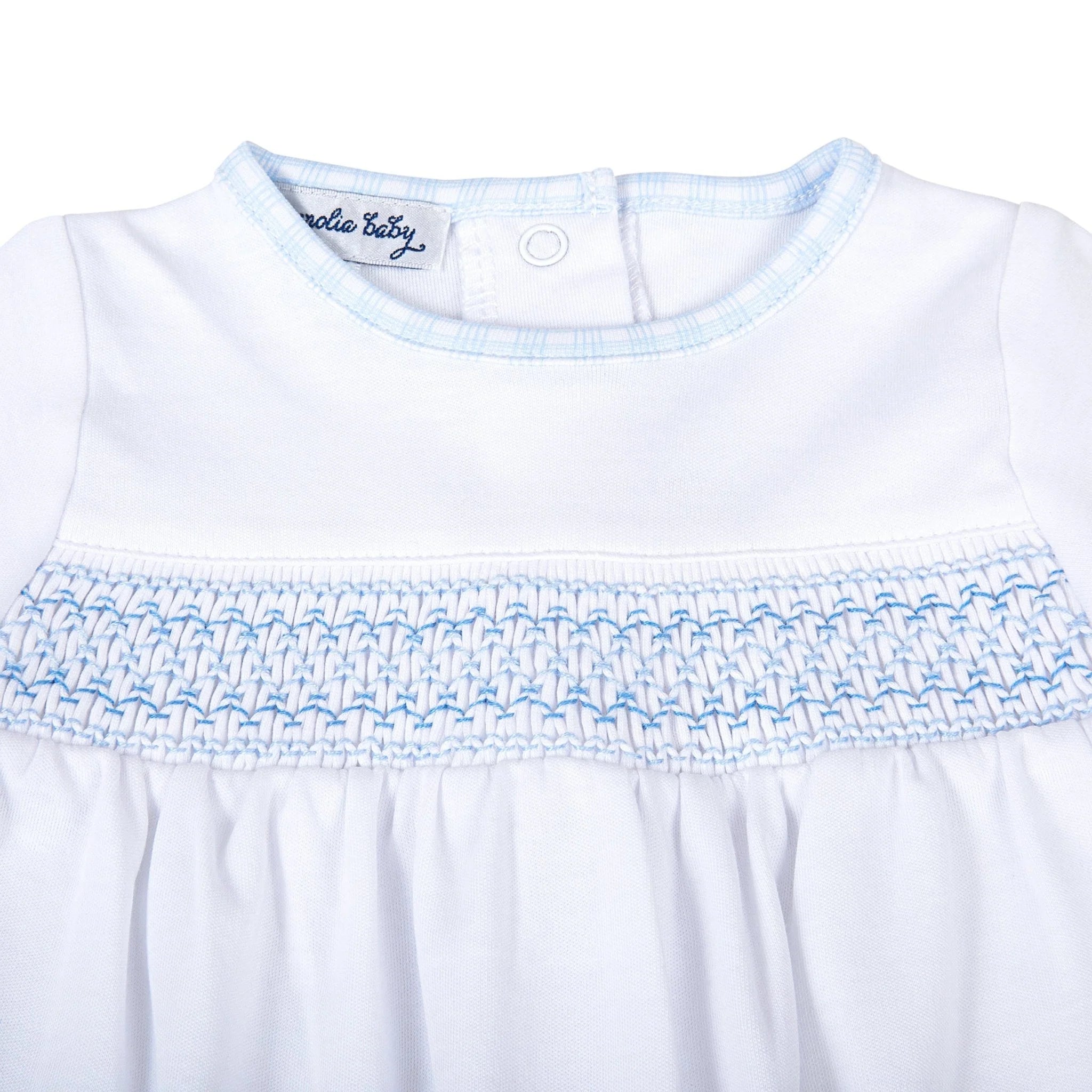 New Beginnings Blue Smocked Footie - Born Childrens Boutique