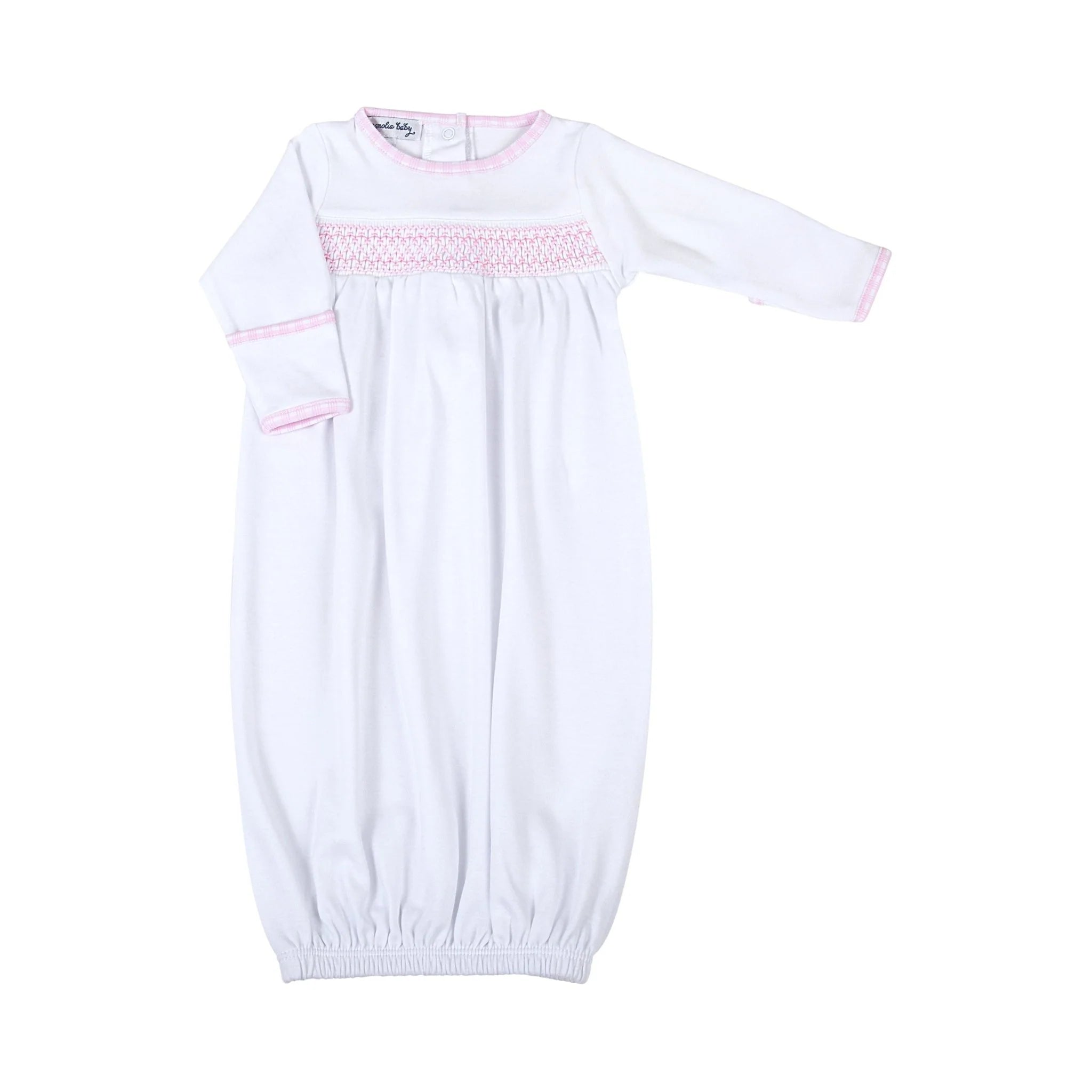 New Beginnings Smocked Gathered Gown - Born Childrens Boutique
