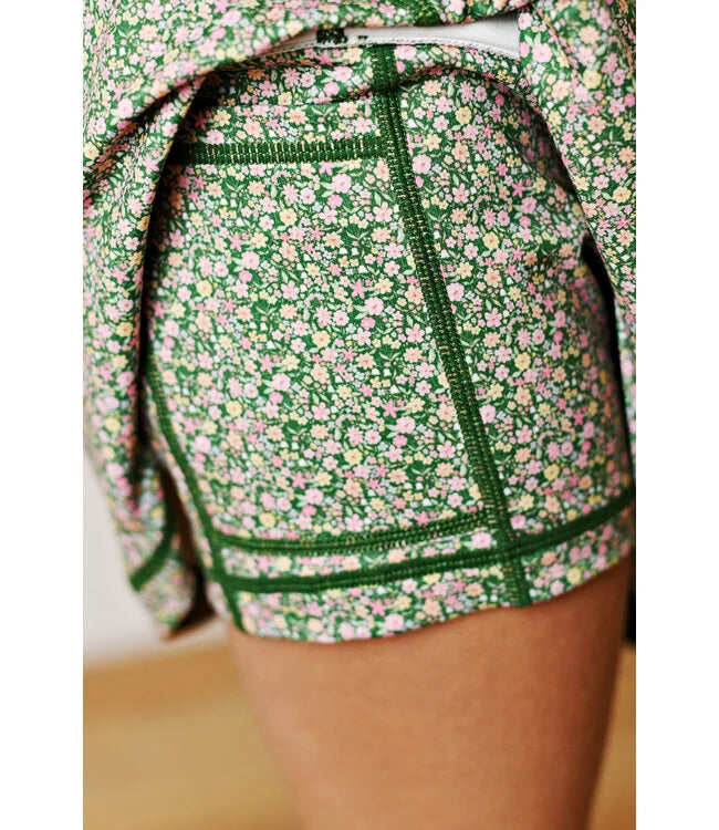 Olive Ditsy Floral Tennis Skirt - Born Childrens Boutique