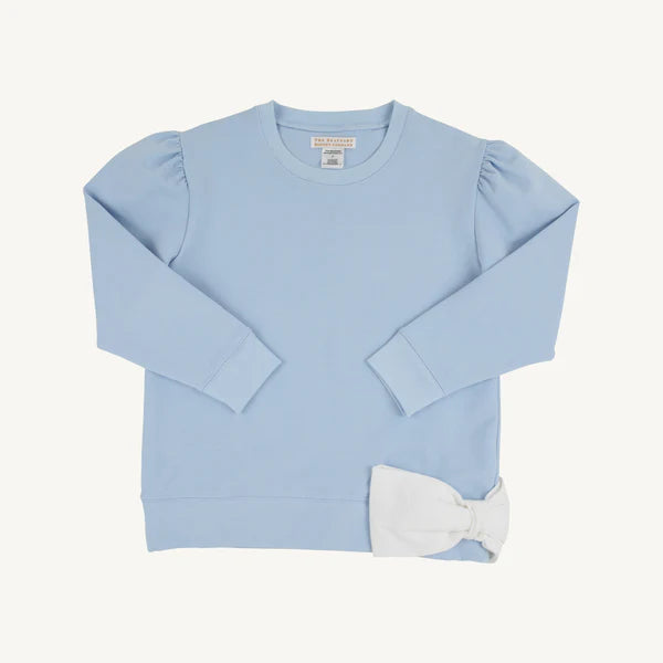 Cassidy Comfy Crewneck - Beale Street Blue with Worth Avenue White - Born Childrens Boutique