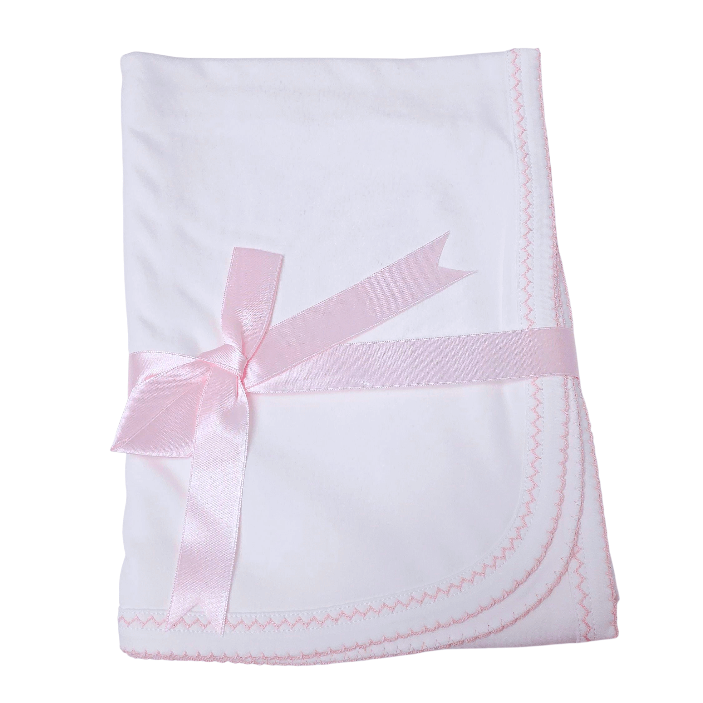 White with Pink Trim Blanket - Born Childrens Boutique