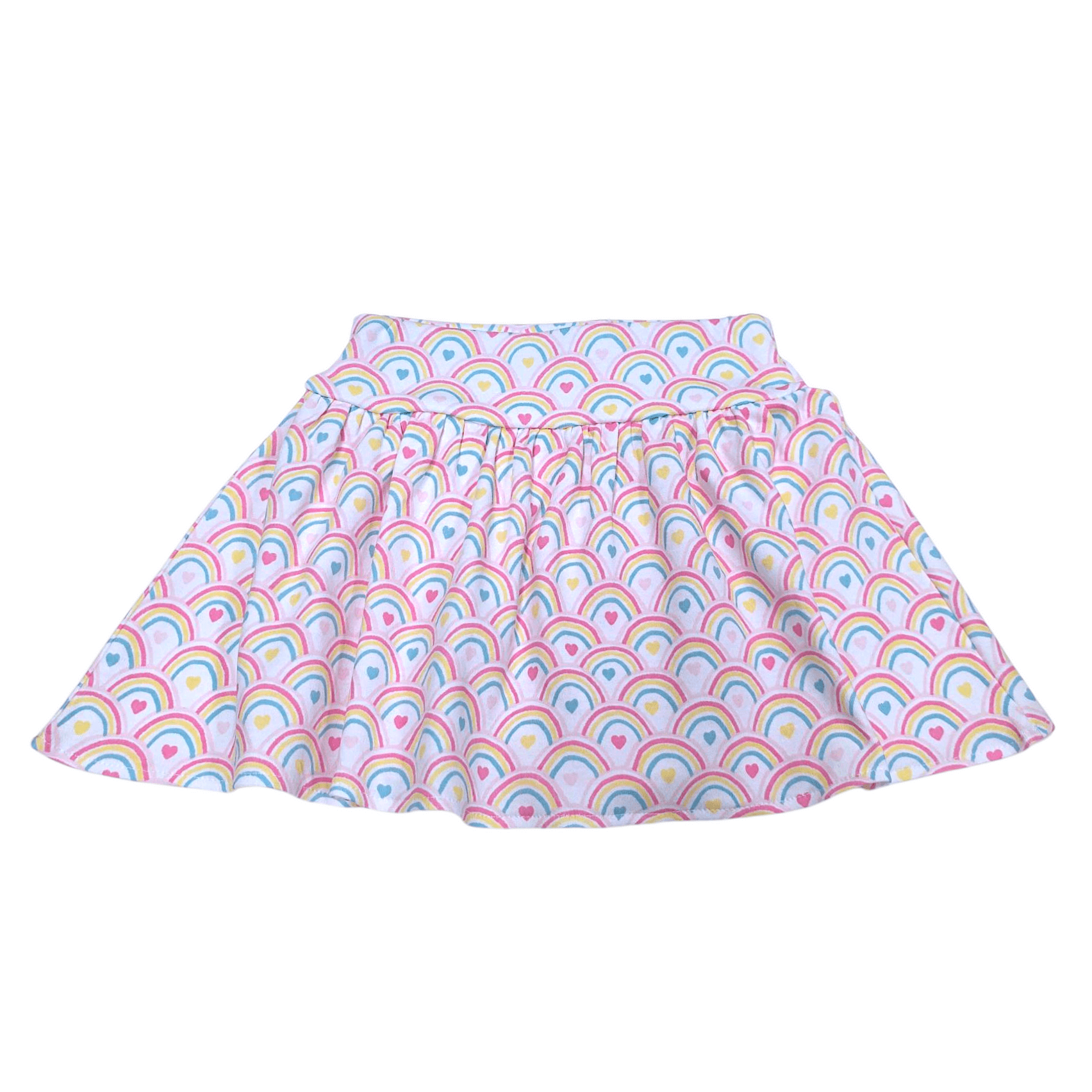 Gathered Skort Rainbow & Heart Print - Born Childrens Boutique