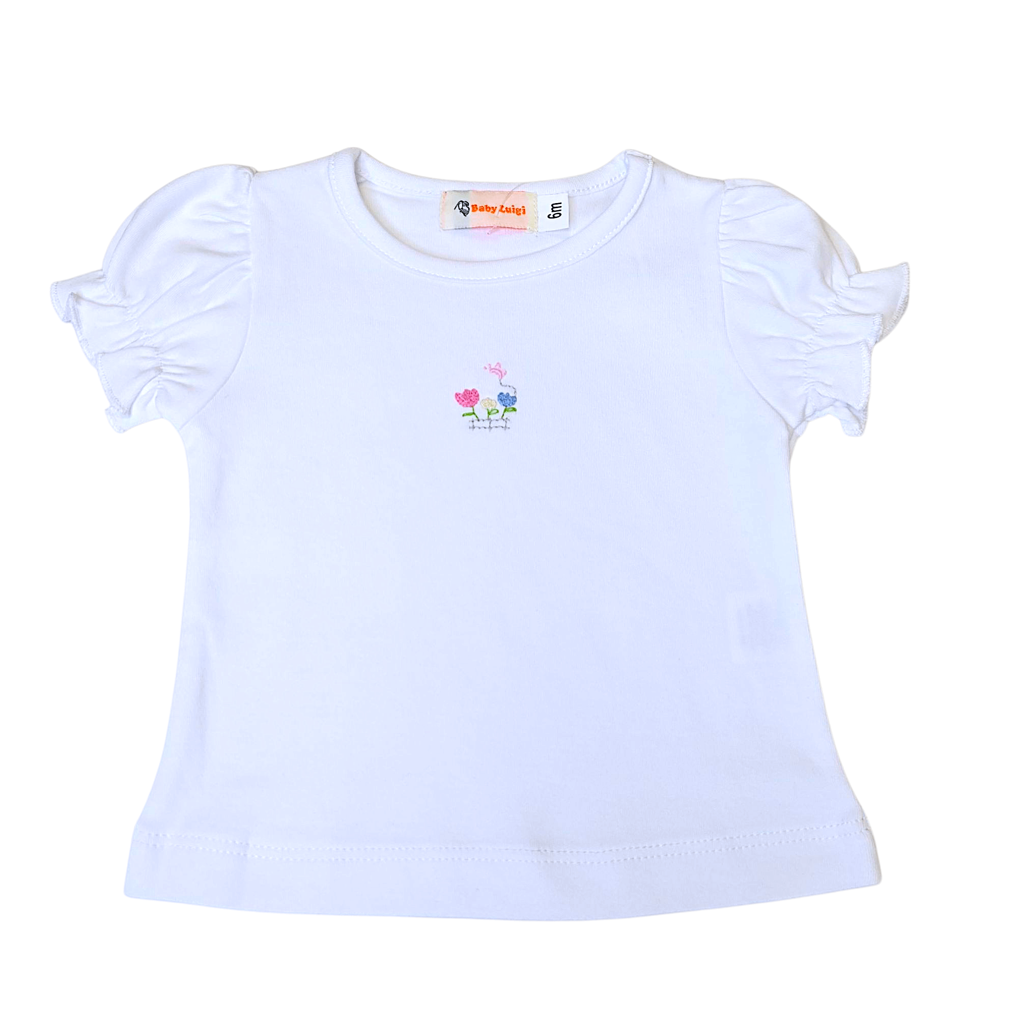 Girl Shirt Flowers w/ Butterfly - Born Childrens Boutique