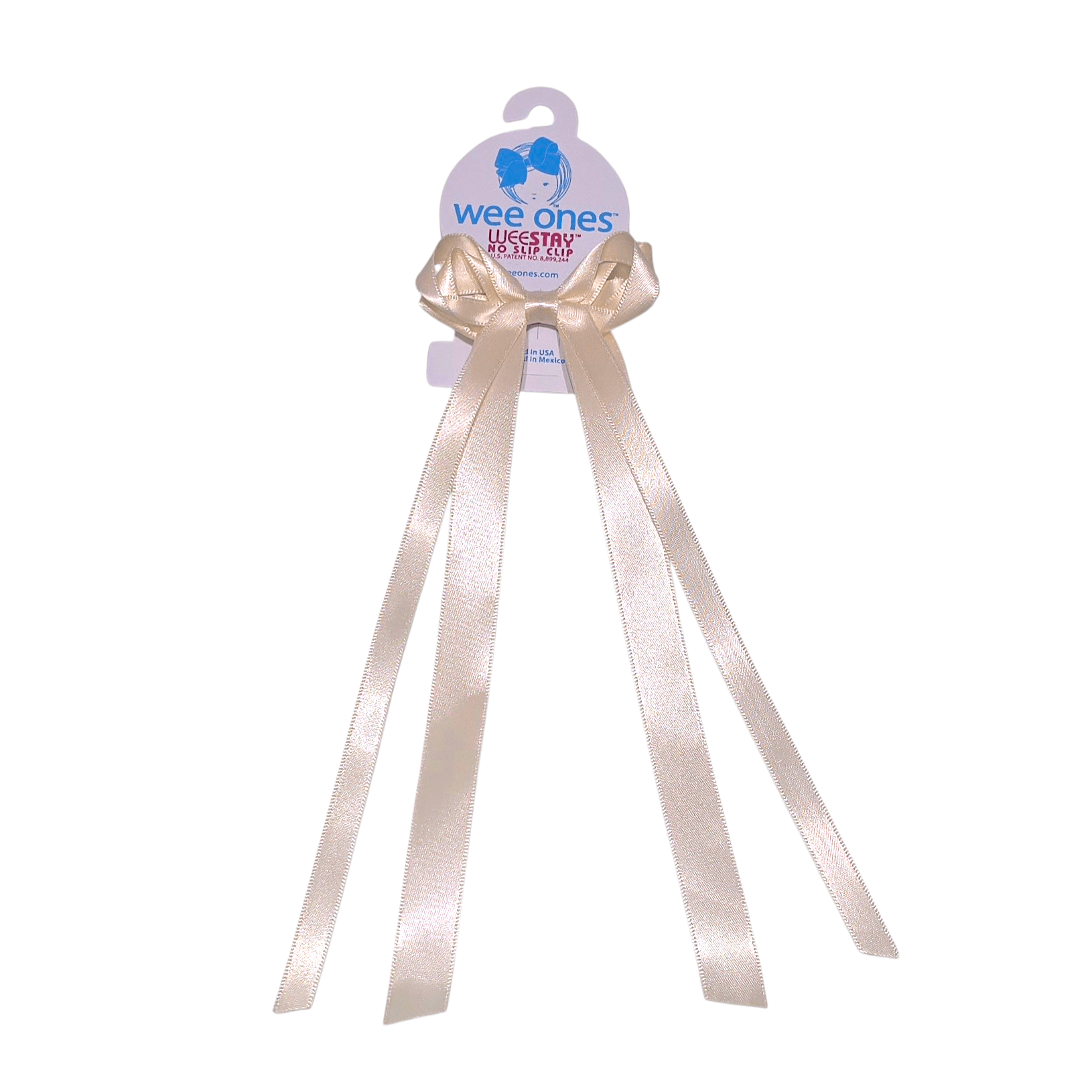 Double Satin Ecru Streamer Bow - Born Childrens Boutique