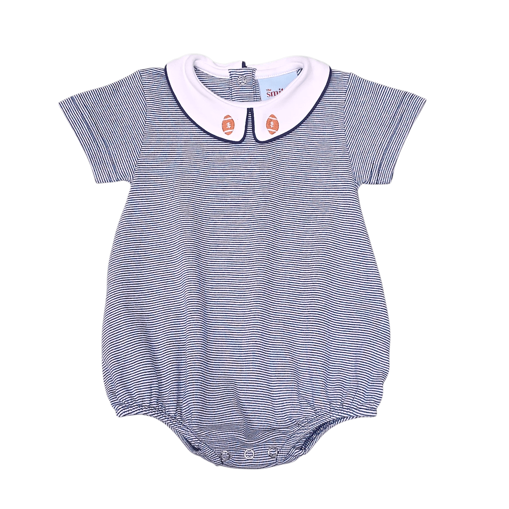 Boy Football Narrow Stripe Bubble - Born Childrens Boutique