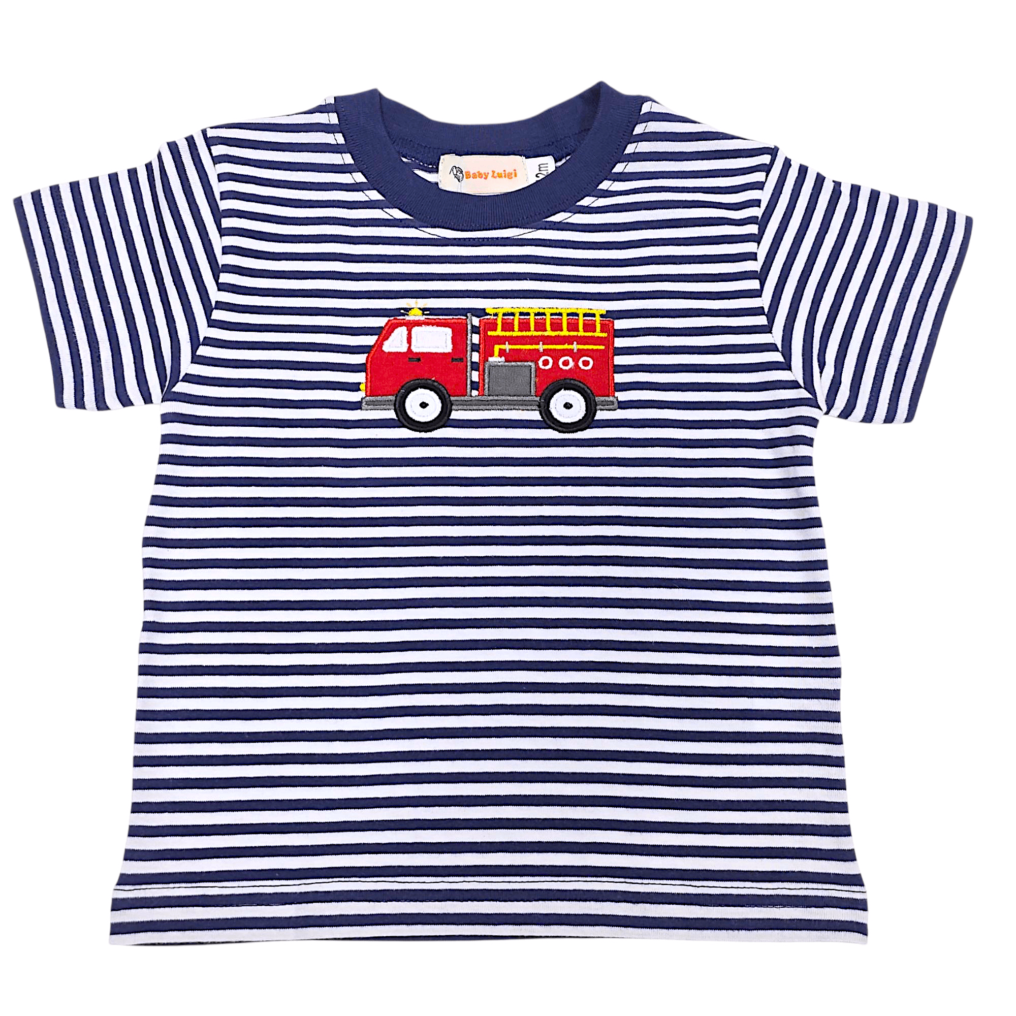 Firetruck Dark Royal Stripe SS Shirt - Born Childrens Boutique