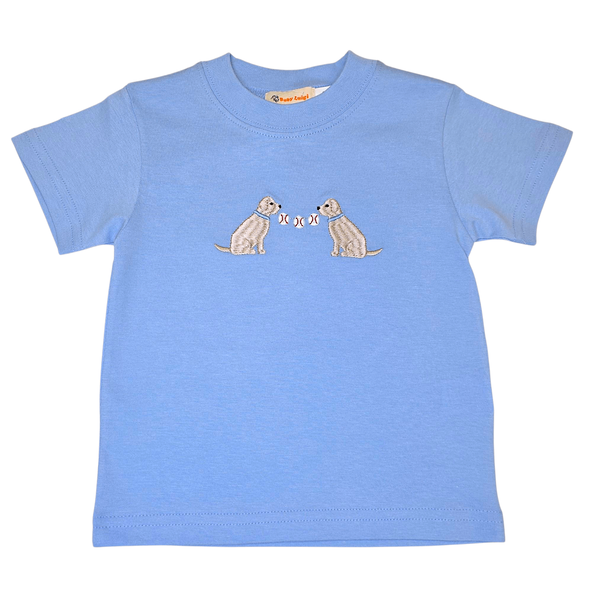 Labs w/ Baseballs Sky Blue SS Shirt - Born Childrens Boutique