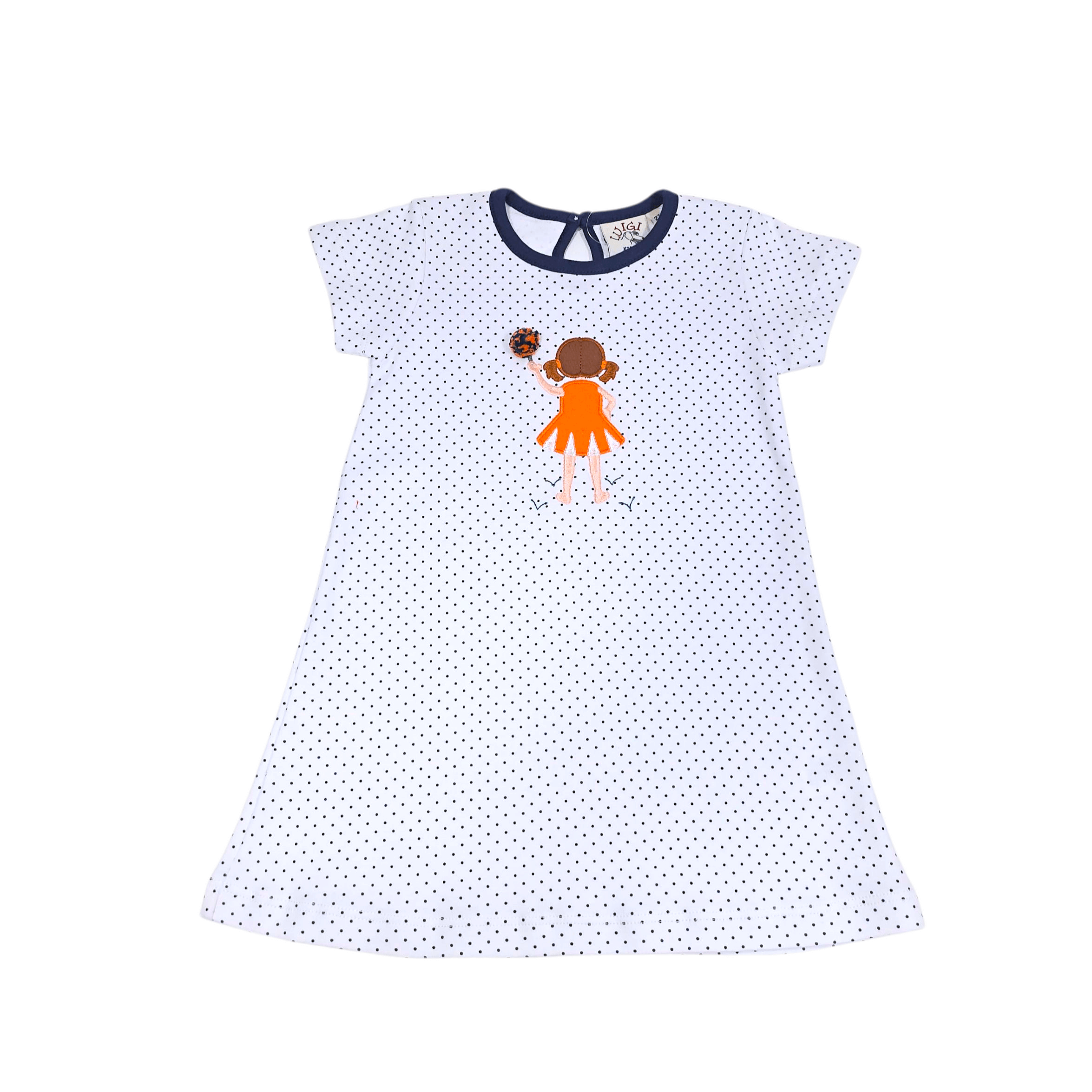 Dark Royal Dot Cheer Dress - Born Childrens Boutique
