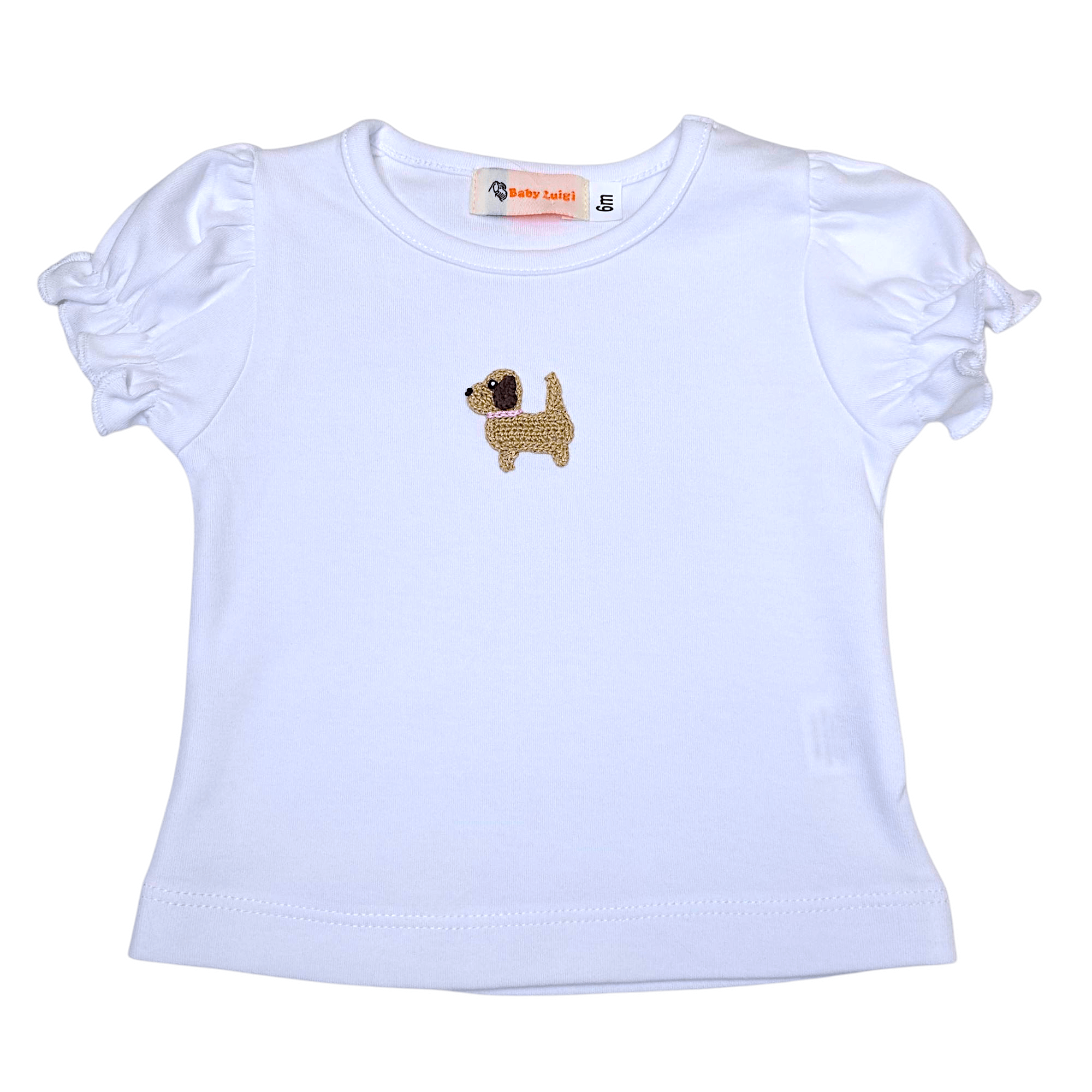 Girl Shirt Crochet Dog w/ Collar - Born Childrens Boutique