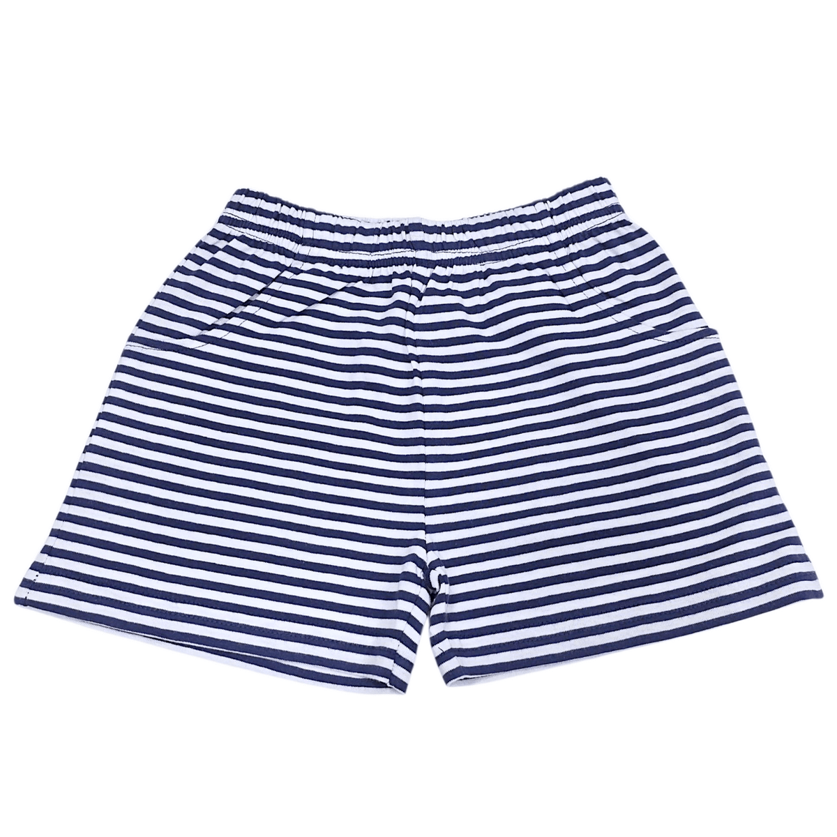 Shorter Jersey Shorts w/ Front Pocket Dark Royal Stripe - Born Childrens Boutique