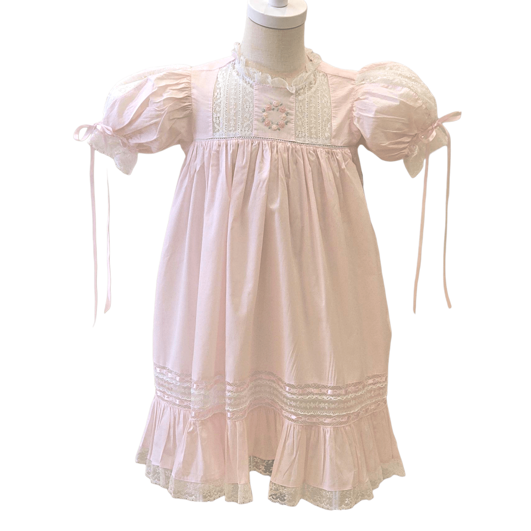 Savannah Dress Pink with White Lace - Born Childrens Boutique