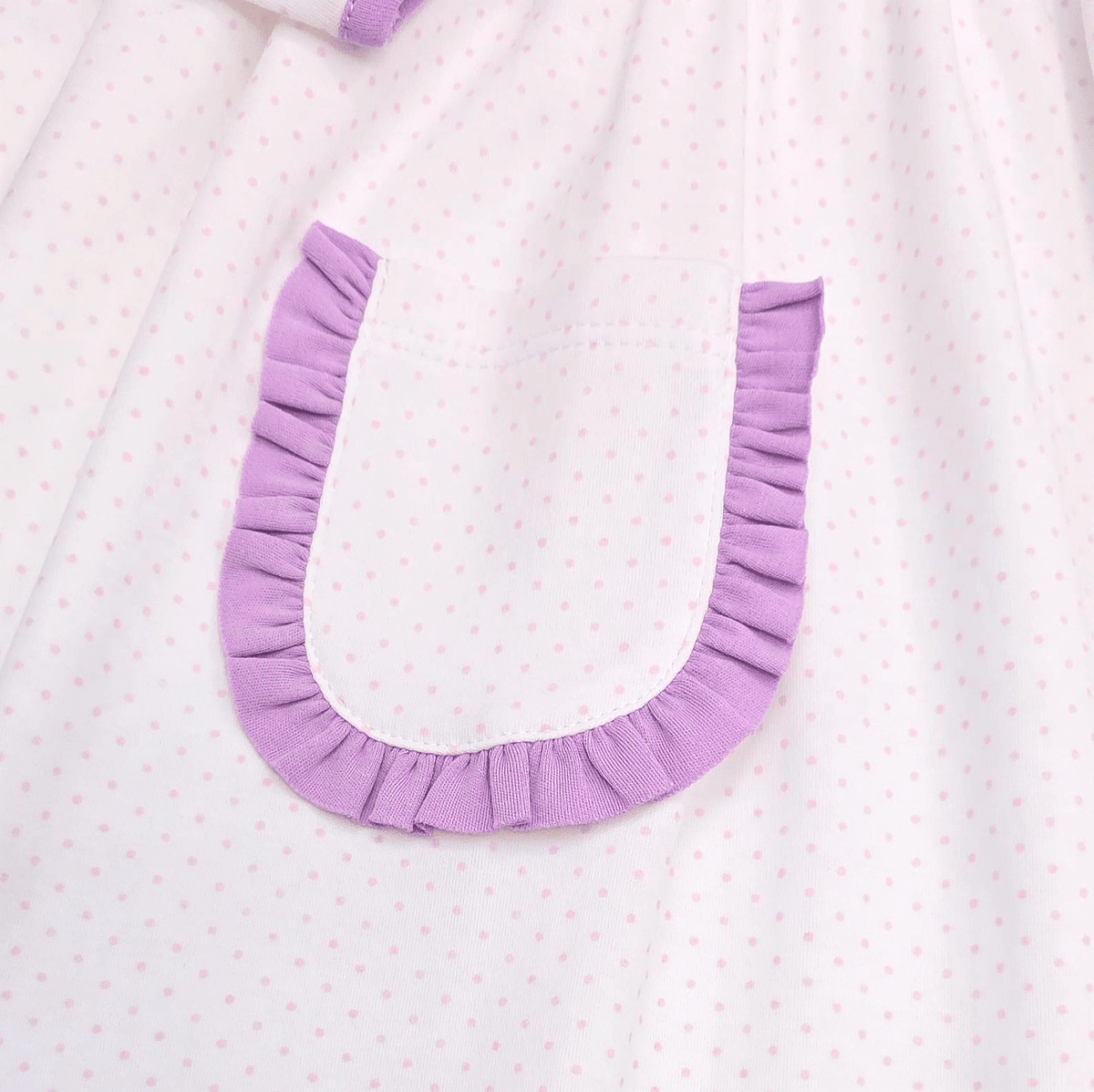 Light Pink Dot w/ Lavender Dress Long Sleeve - Born Childrens Boutique